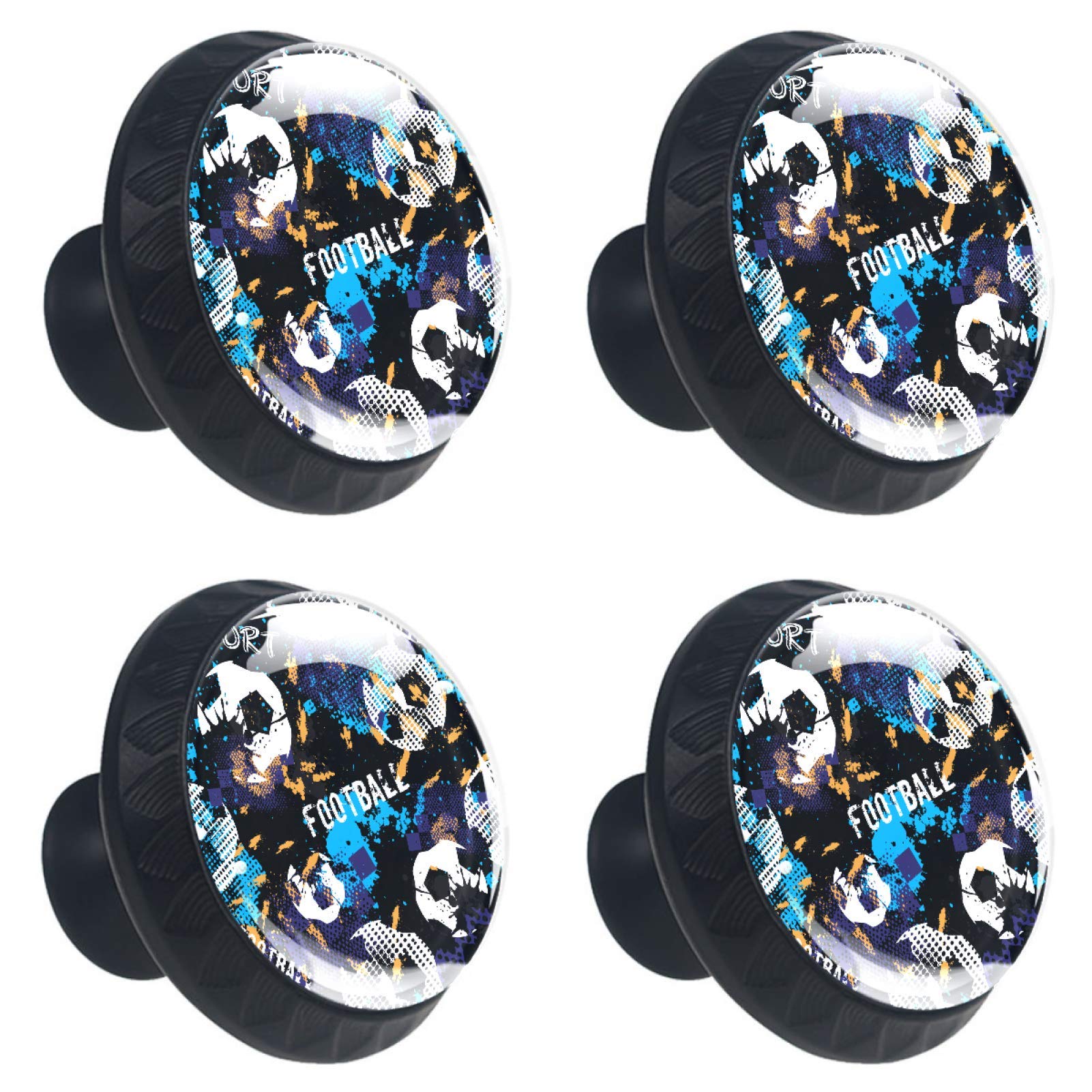 Bouton de tiroir de football en verre pour décorer une commode