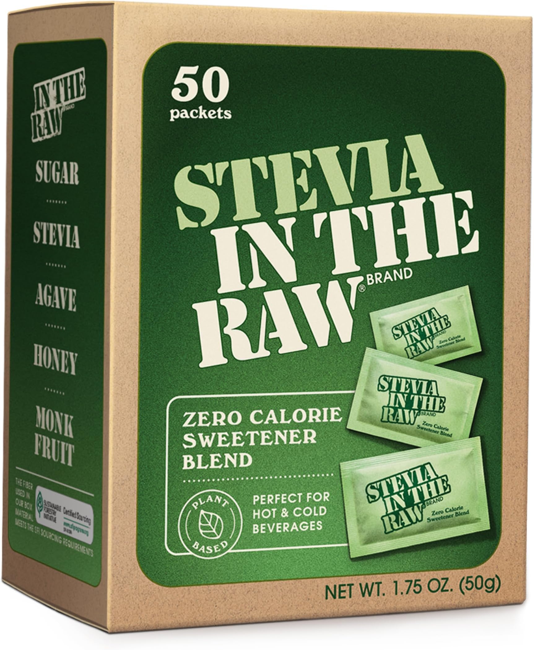 Sugar In The Raw Stevia Extract In Raw Packets - 50 Pack (Pack of 12)