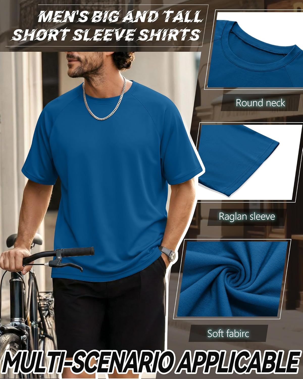 4 Pack Men's Big & Tall Short Sleeve Tees, Crew Neck Shirts Moisture Wicking Gym Casual Tops Multipack - Image 6