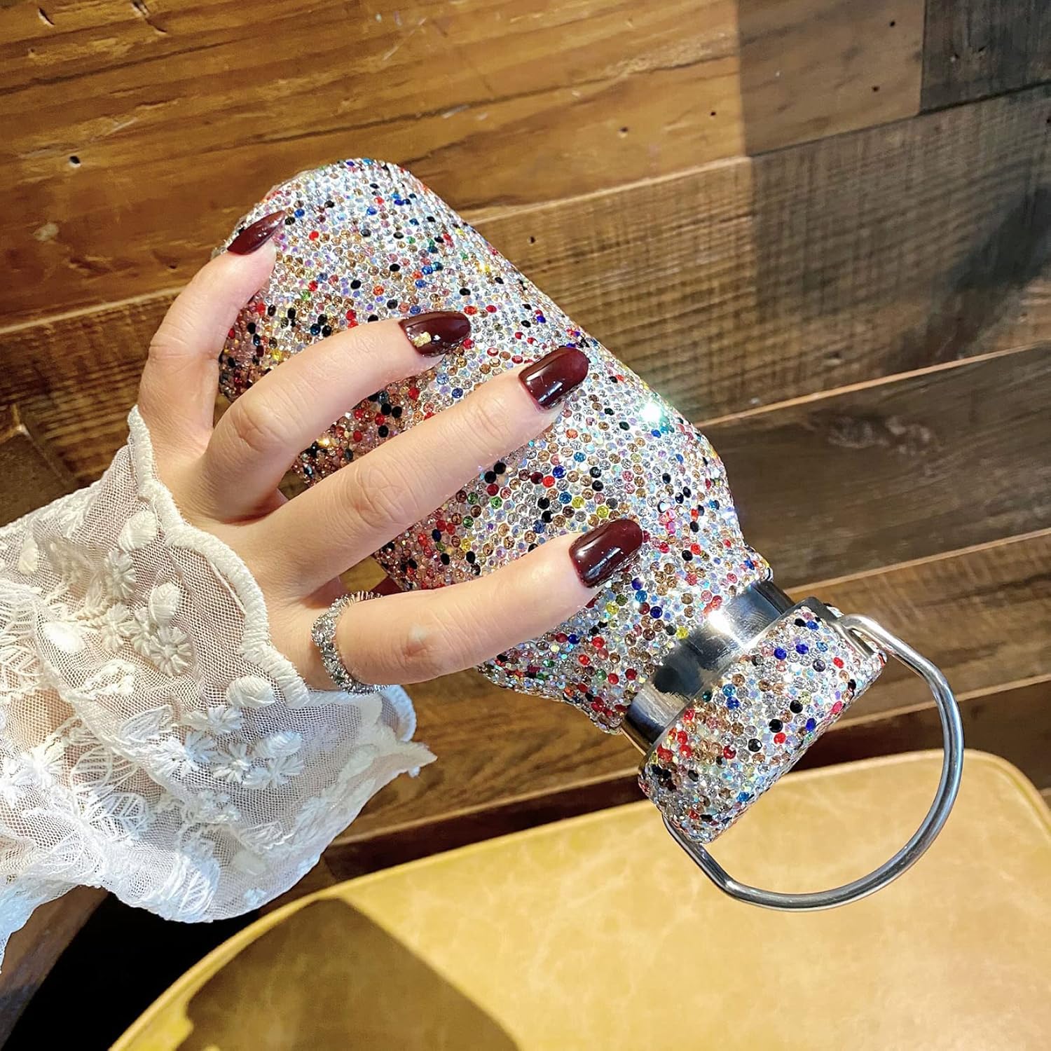 Diamentowa termos, butelka termiczna, Bling Rhinestone butelka wody kubek podróżny ze stali nierdzewnej kubek wody sport samochodowy kubek podróżny dla kobiet strona główna impreza na świeżym powietrz