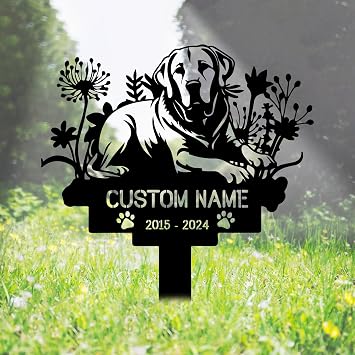 Custom Labrador Dog Memorial Stake, Personalized Pet Grave Marker, Metal Engraved Sign, Dog Loss Gift, Labrador Headstone, Pet Plaque Burial Stake for Garden Yard Cemetery