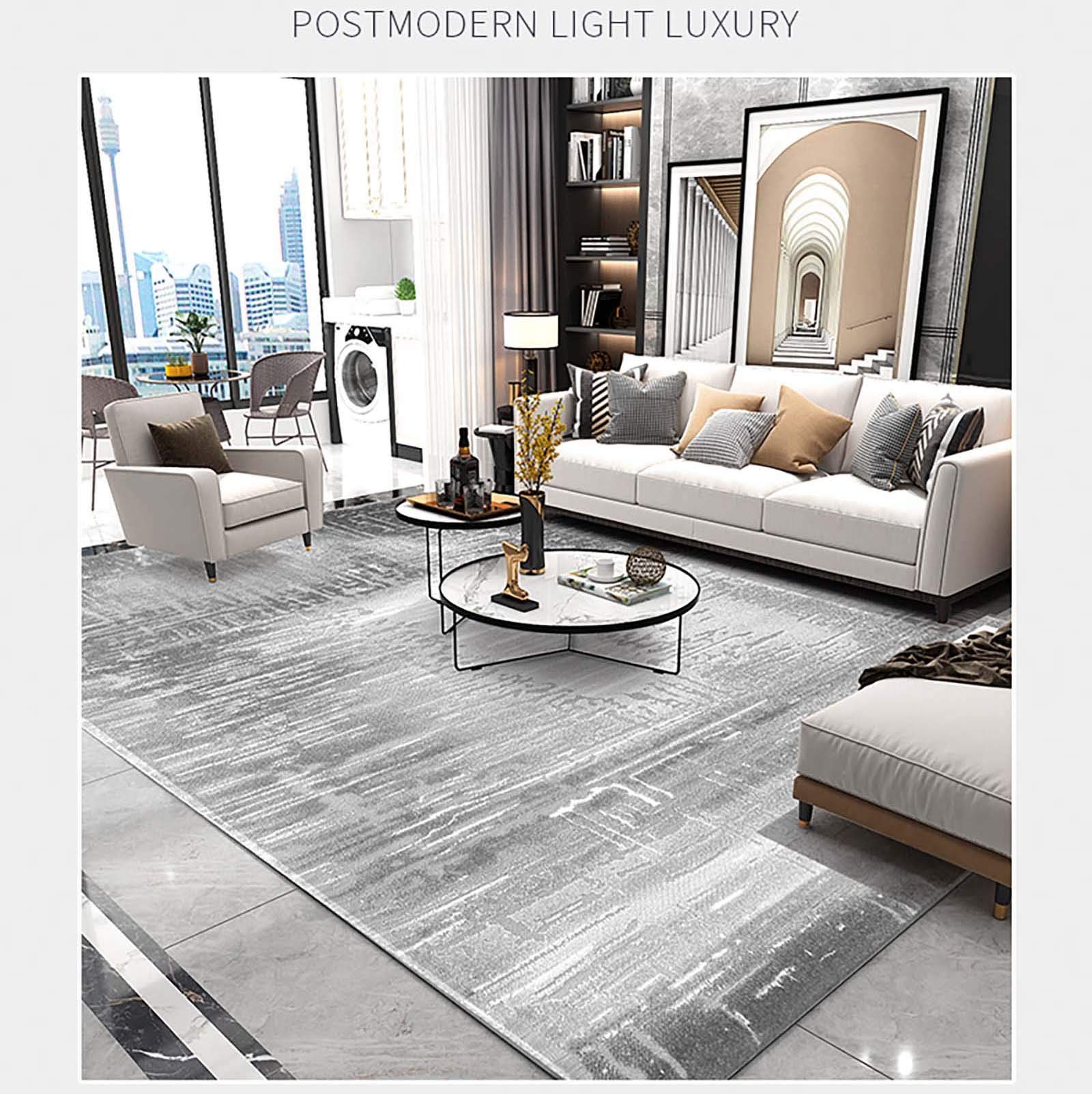 Amazon｜ノルディックモダンミニマリストライトグレーカーペット