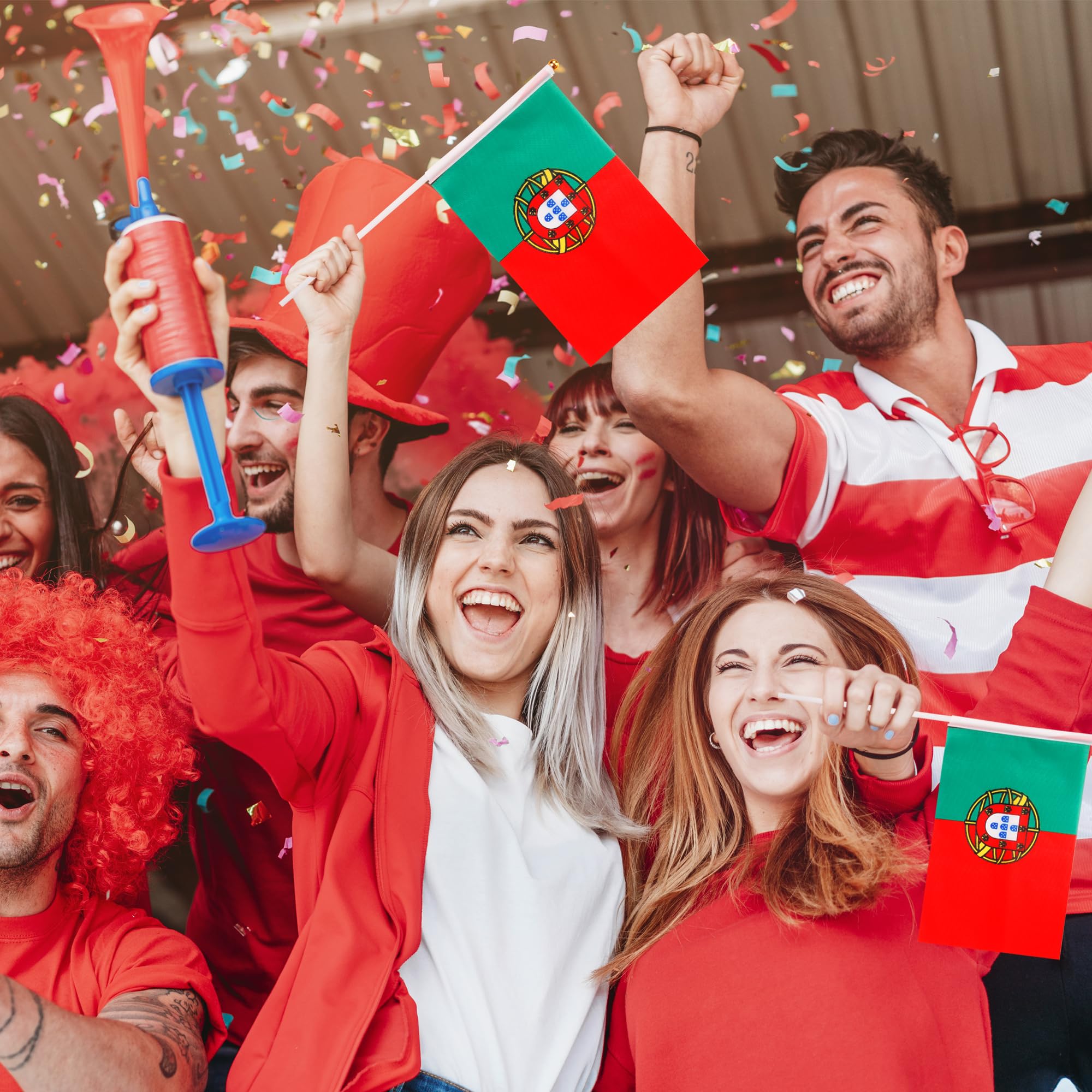 10pcs Small Portugal Flag on Sticks & 2pcs Tattoos, Portuguese Mini Hand Held Flags for Oly Games 2024 Sports Events - Image 4