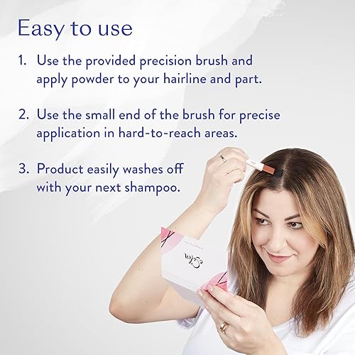 Miniatura 4 de eSalon Retoque de raíces + polvo de cejas, oculta y cubre (fresa) - Polvo de línea capilar para mujeres - Corrector y relleno para adelgazamiento y