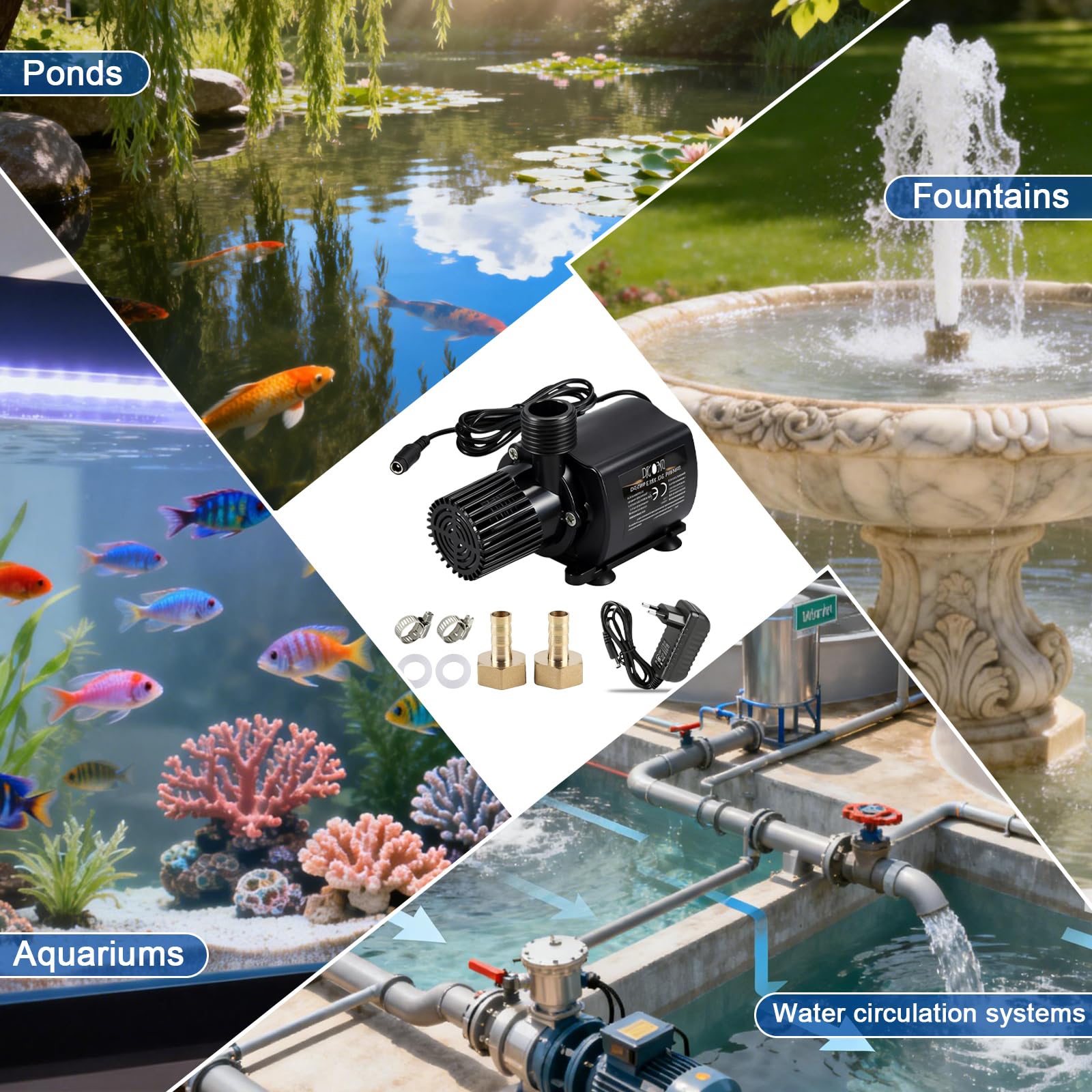 Wasserpumpe Brushless 12V DC, Wasserpumpe Mit Drehzahlregelung, 800l/H Aquariumpumpe, Tauchpumpen Mini, Für Aquarium Bürstenlose Tauchwasserpumpe Brunnenpool