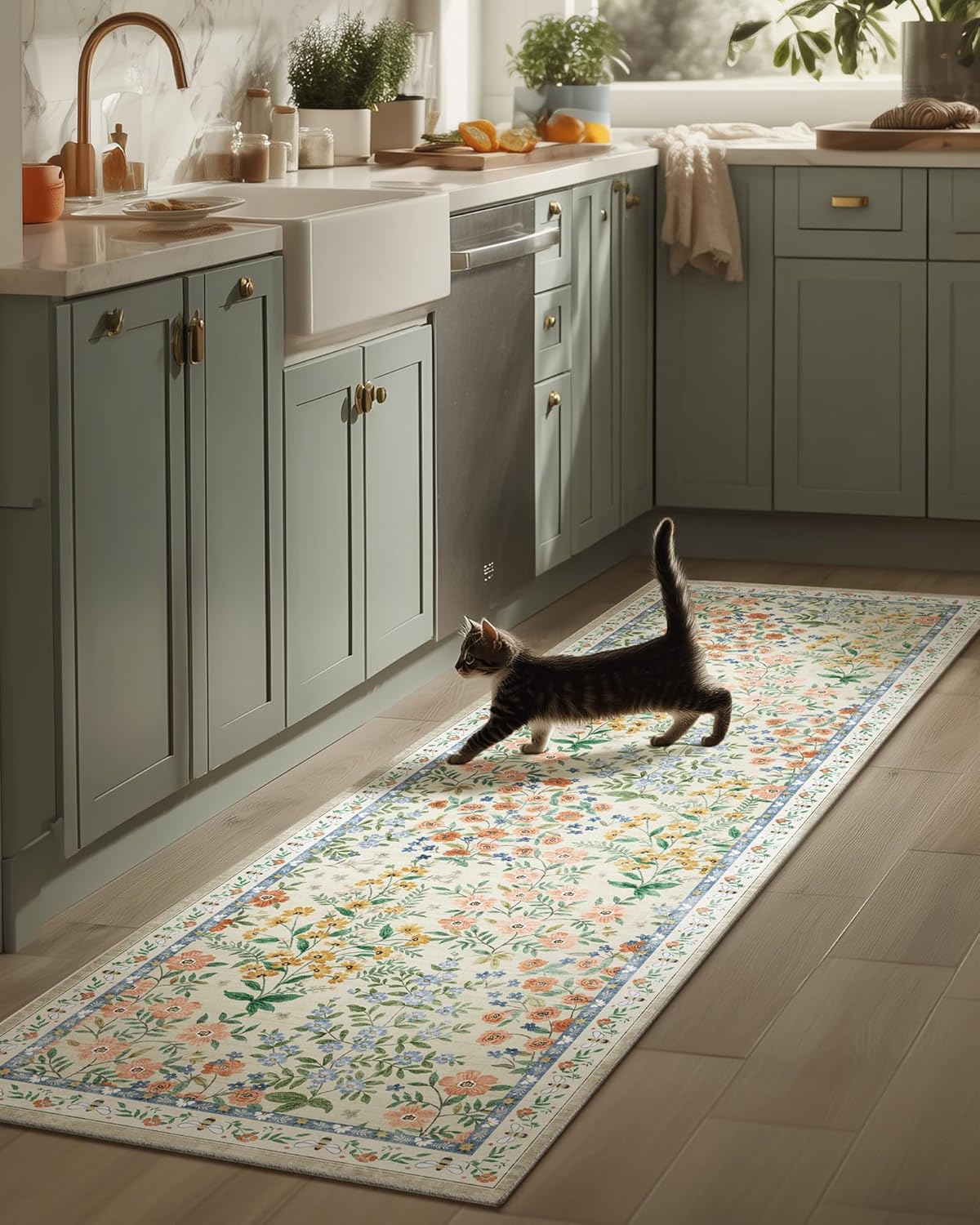 Washable Kitchen Rug Runners for Hallways: 2'x6' Entryway Rug with Non Slip Backing Low Pile Soft Indoor Floor Carpet Runner for Hallways Kitchen Laundry Room Bedroom