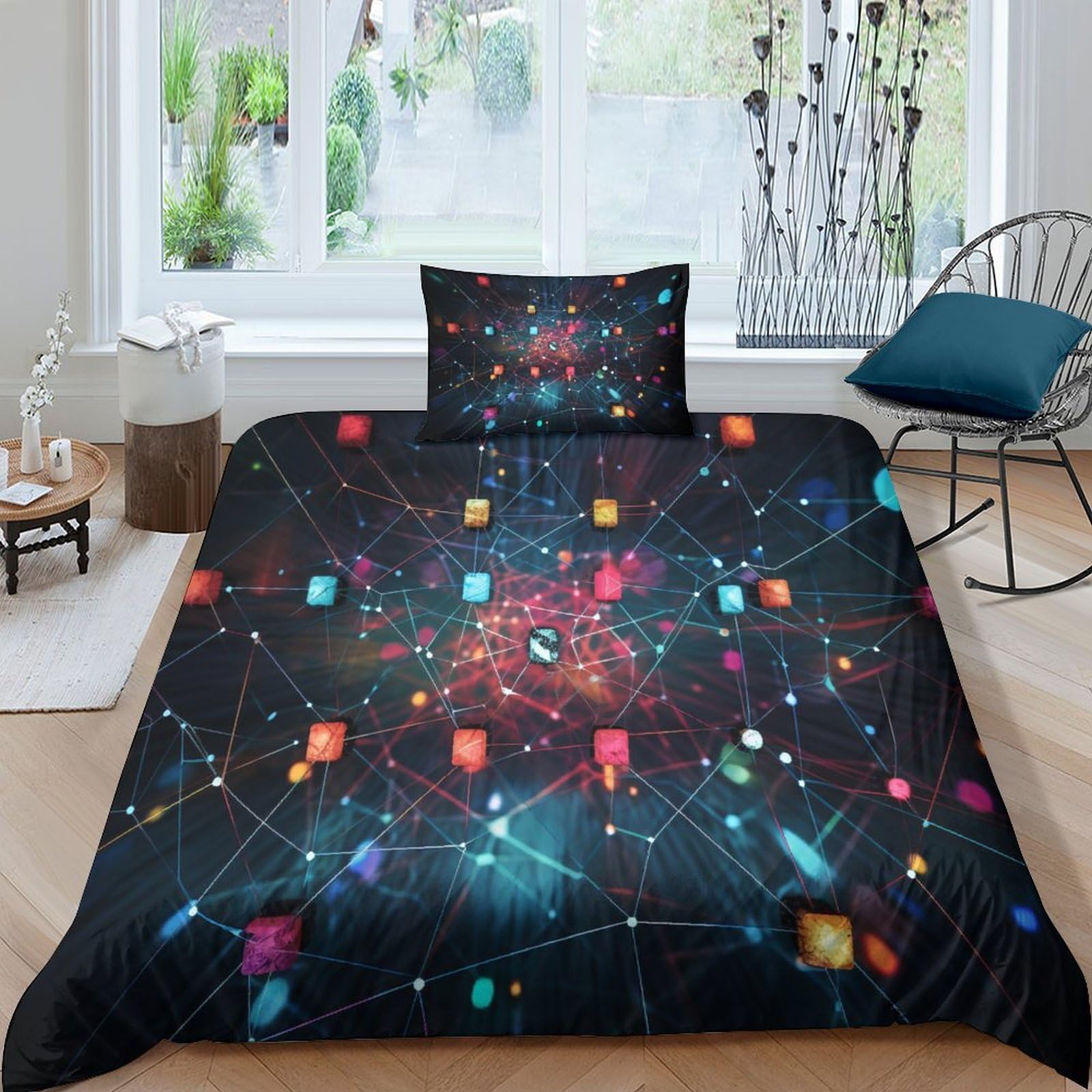 Housse de couette 3D hypoallergénique parure de lit espace 135x200