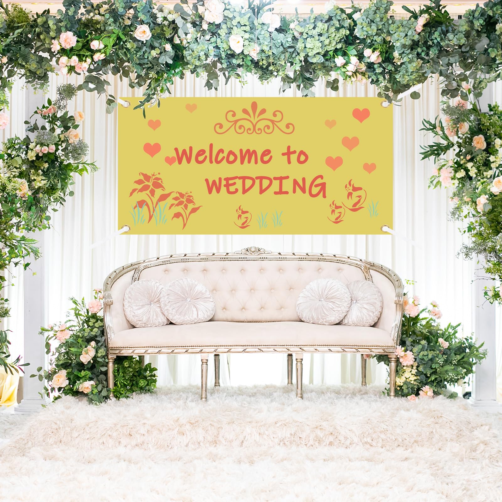 PATIKIL Blank Banners Signs to Decorate 2'x6' Sublimation Yellow Banner with Hanging Rope for Business Outside Outdoor Wall - Image 4