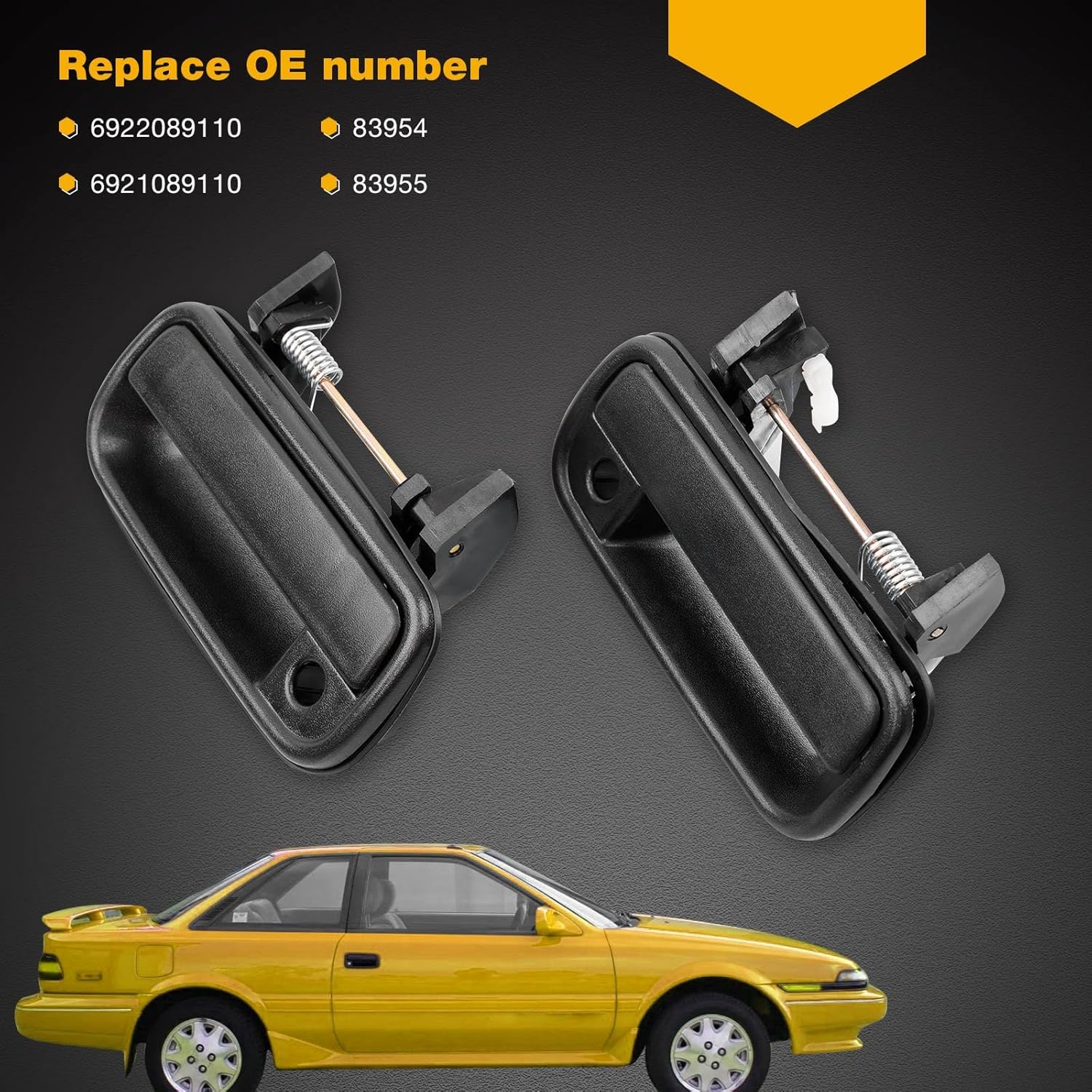 Gledewen 2PCS Exterior Door Handle Front Rear Driver Side, Outside Right Passenger Handle, Compatible with 1989-1995 Toyota Pickup, 89-97 4Runner, Replaces# 83954 83955