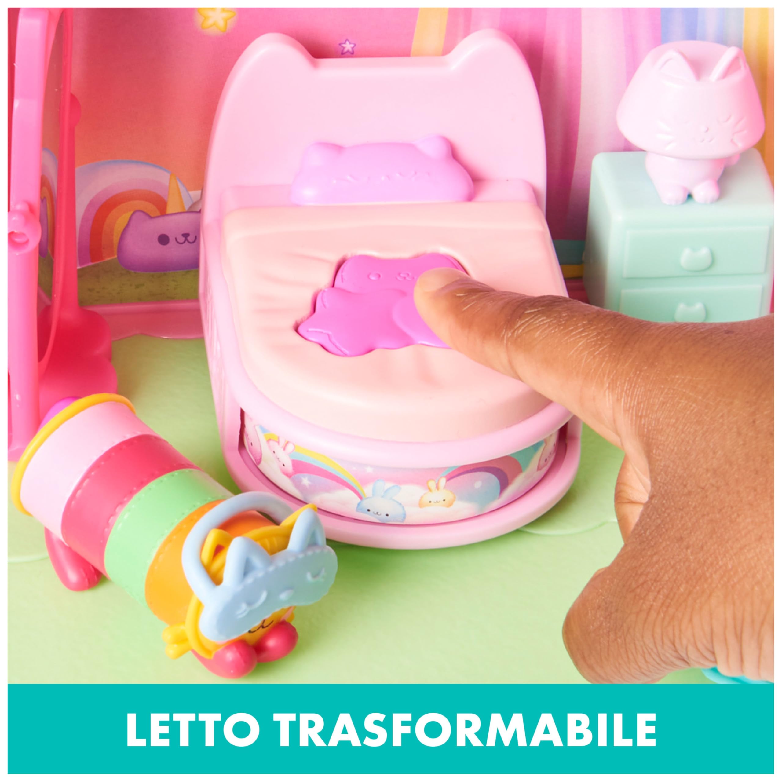 Gabby's Dollhouse, La camera da letto di Cuscigatta, mini playset stanze della casa, giochi per bambini dai 3 anni in su