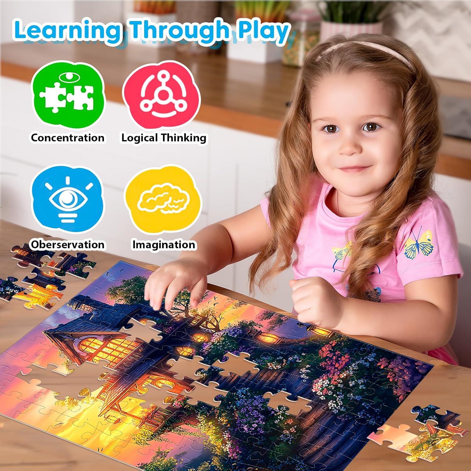 4 Packs 100 Piece Puzzles for Adults, 4 Themed Large Piece Puzzles for Seniors Jigsaw Puzzles for Kids Ages 6-8 8-10 Learning Educational Toys for Boys and Girls