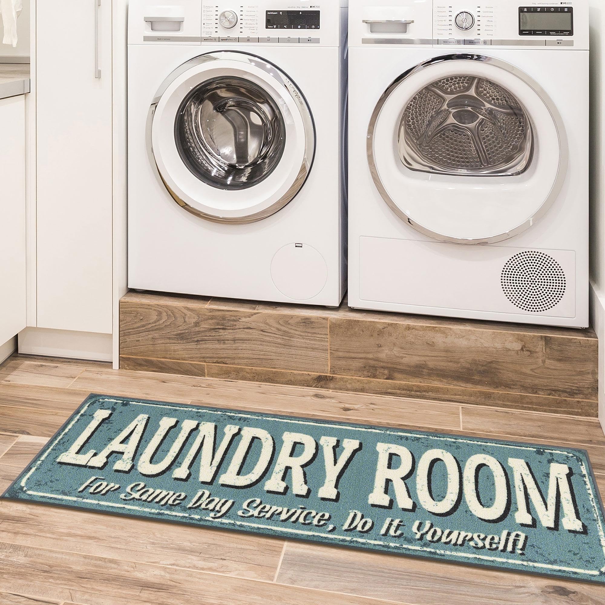 20" x 59" Laundry Room Rug - Non-Slip Mat for Laundry & Mudroom - Durable, Stain-Resistant, and Easy to Clean - Perfect for High-Traffic Areas - Runner Rug for Entryway Bathroom, Blue