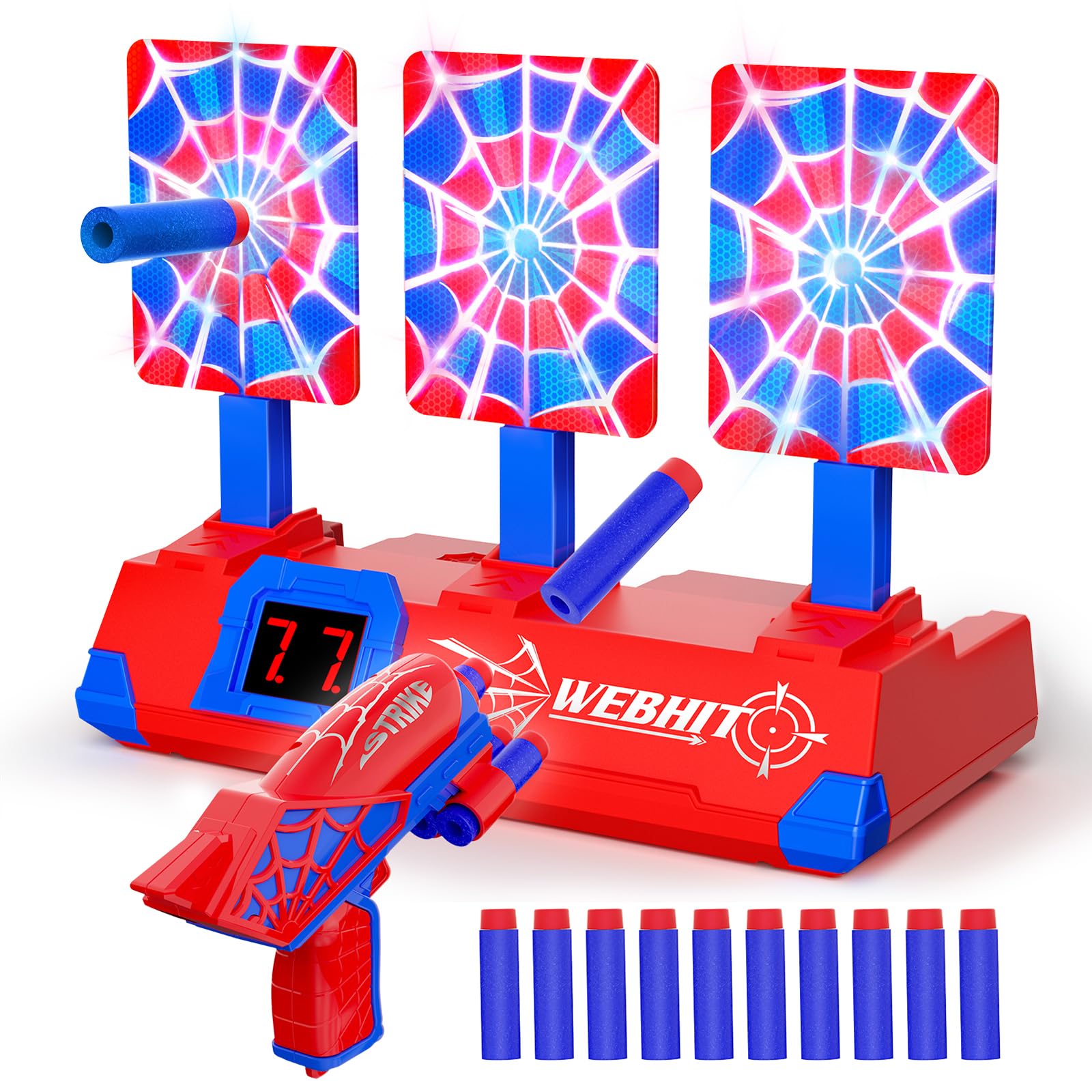 Spielzeug Pistole mit Netz Leuchtend Elektrisch Digitale Zielscheibe, Spielzeug ab 3-12 Jahre Jungen Kinderspielzeug Spiele Geschenk Junge 4 5 6 7 8 9 10 Jahre Geburtstags Klein Ostergeschenke Kinder
