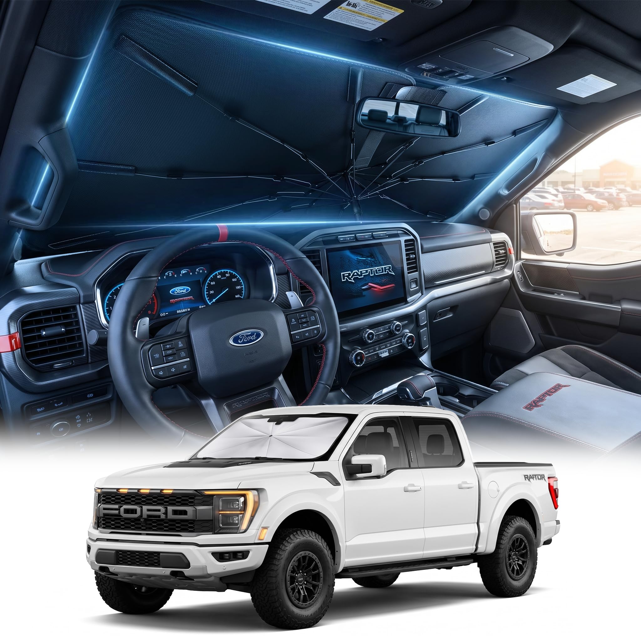 Photo 1 of !!USED!!
[2026 Upgraded] DooGooCoo Windshield Sun Shade Umbrella for Ford F150 F250 F350 F450 [100% Sunlight Blocked, Cooling Ice Crystal] Sunshade for Car Windshield for f150 Sun Shade 2015-2026.