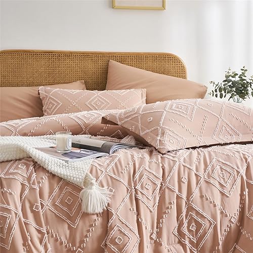 Miniatura 4 de KAKKI Juego de edredón tamaño Queen de 7 piezas en una bolsa, juego de edredón y sábanas bohemias estilo shabby chic, juego completo de ropa de cama