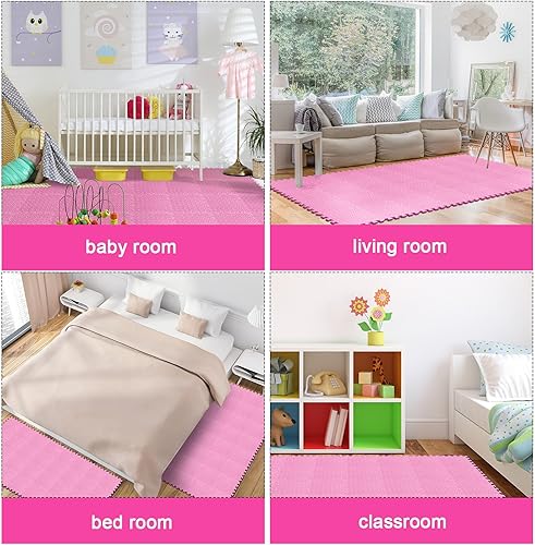 Miniatura 6 de Shihanee 16 unidades de azulejos de espuma para bebé de 11.81 x 11.81 pulgadas, tapetes de espuma a granel con bordes entrelazados para niños,