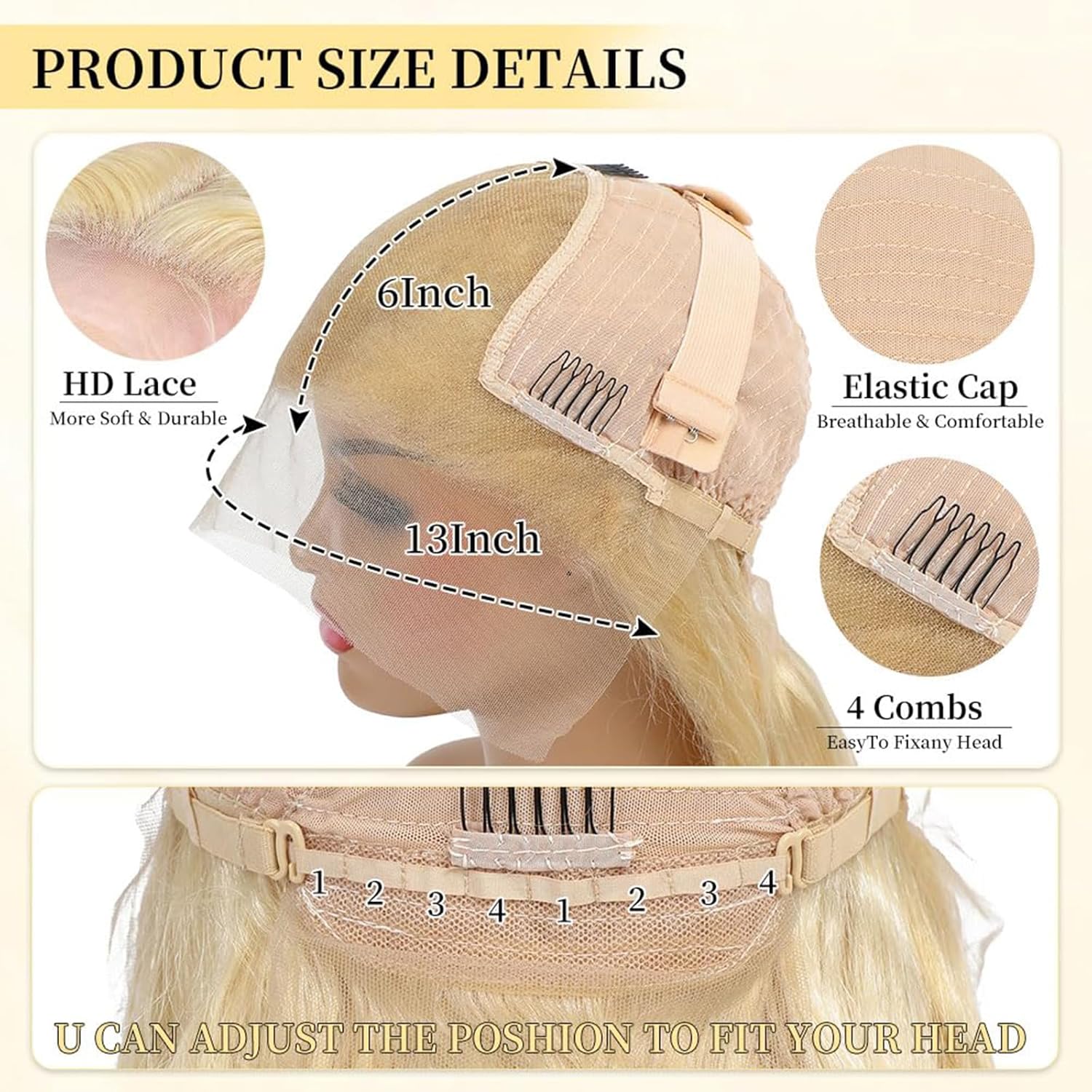 26 Inch 613 13x6 Lace Front Wig Human Hair 200% Density Body Wave Lace Front Wigs Human Hair Blonde Body Wave Wig 613 Blonde Lace Front Wigs HD Lace Frontal Wig For Women