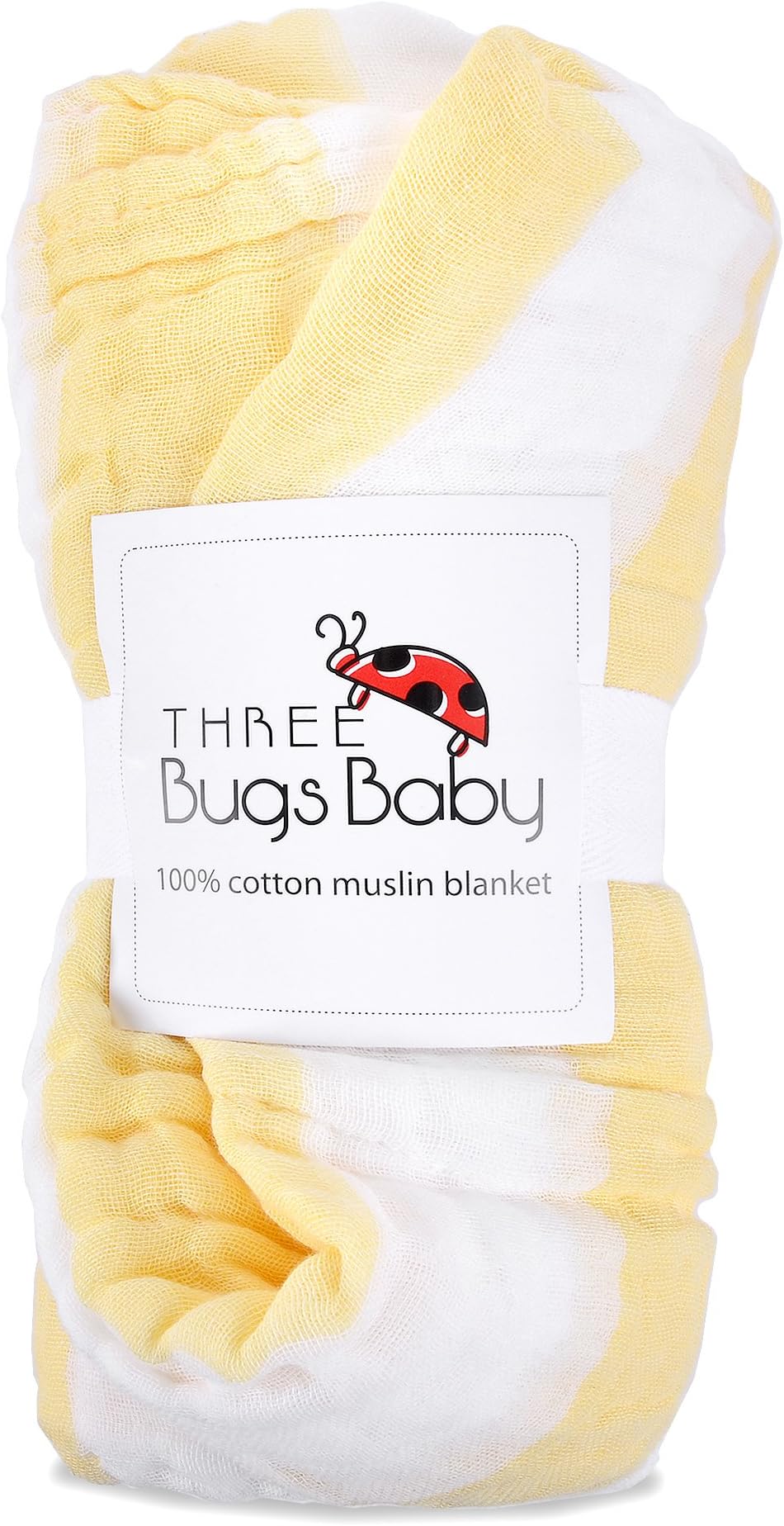 Muslin Cotton Baby Toddler Blanket | 6 Layer | Summer, Security, Stroller, Car, Receiving Blanket or Wrap|Unisex Baby Shower Gift for Boys or Girls | Neutral Crib Bedding for Babies by Three Bugs Baby