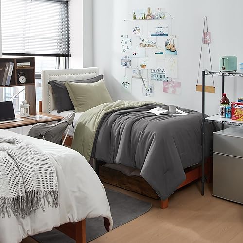 Miniatura 10 de Dorm Haul Cozy College - Juego de edredón - Ropa de cama individual XL - Leche de olmoavena