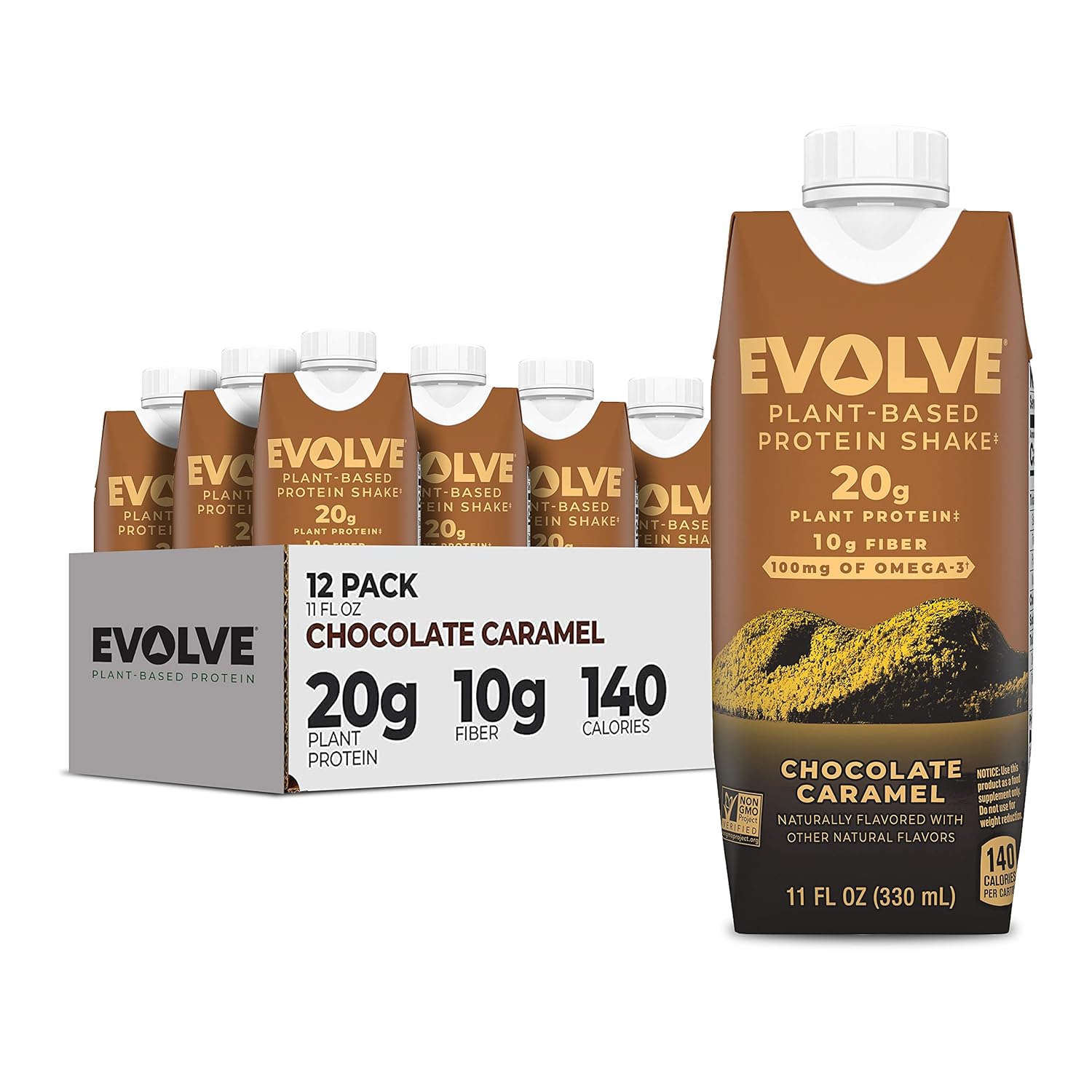 Evolve Plant Based Protein Shake, Chocolate Caramel, 20g