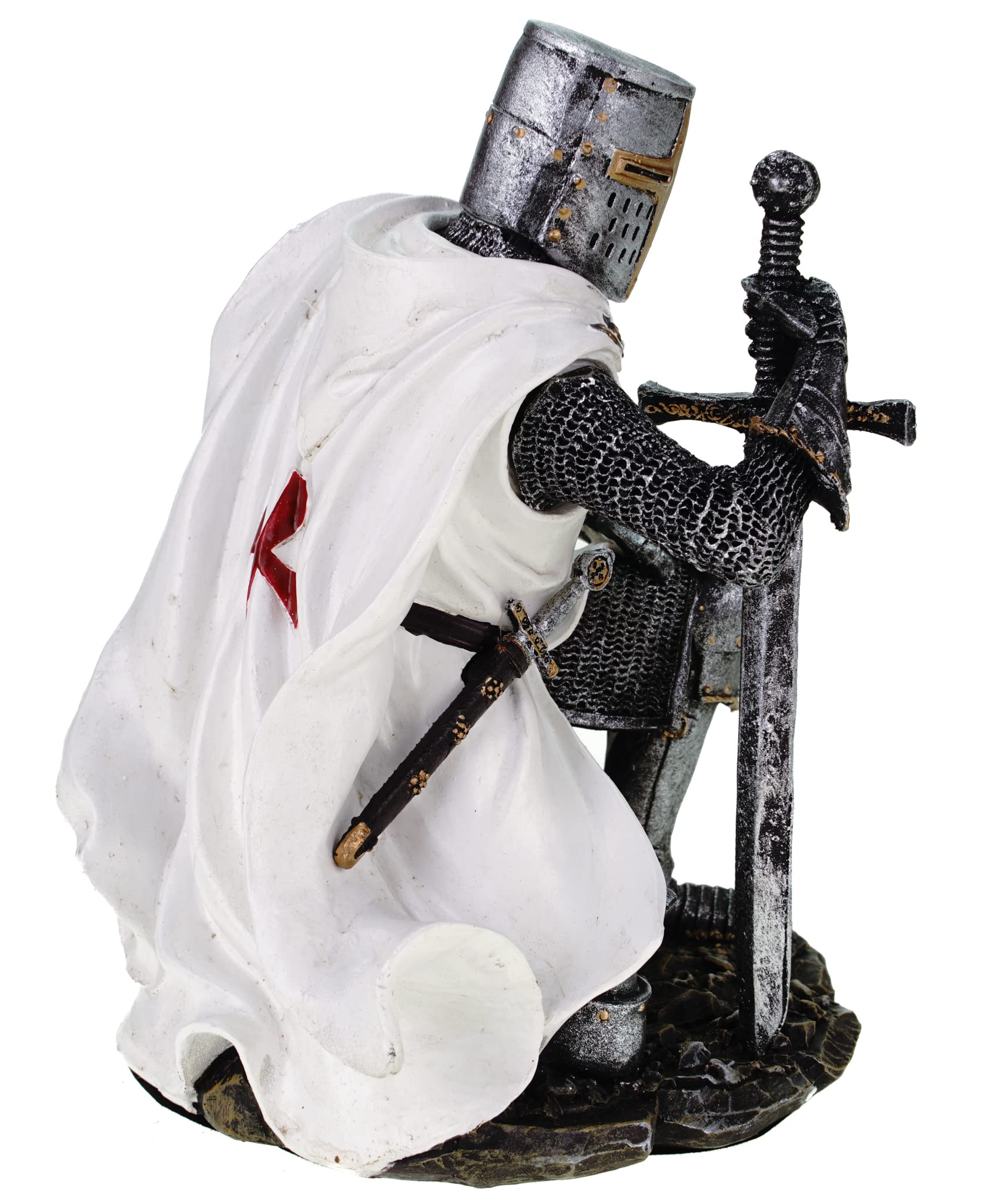 Tempelritter knieend 17 cm Figur Templer Ritter Templerkreuz Deko Skulptur