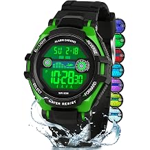 Kids Digital Watch for Boys and Girls,7-Color LED Backlight,3ATM Water Resistant,Alarm Stopwatch,Sporty Outdoor Children's Watch Gift