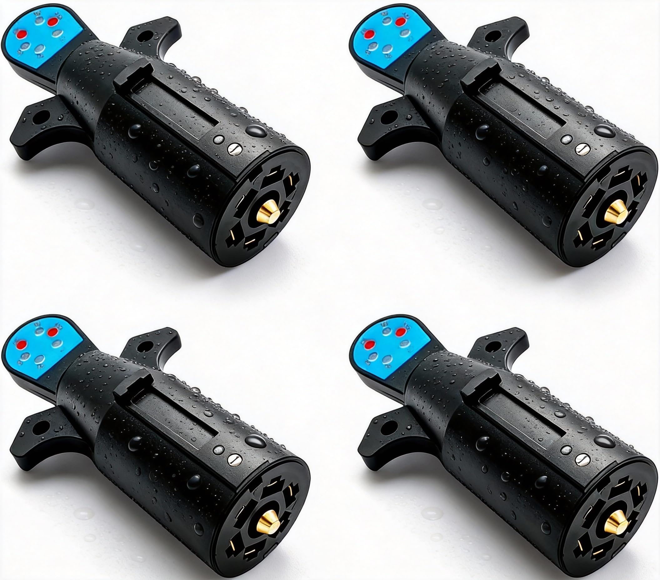 NEW SUN 4pc 7 Pin Trailer Plug Tester with LED Light, 7-Way Trailer Light Circuit Connector Tester for Truck, RV