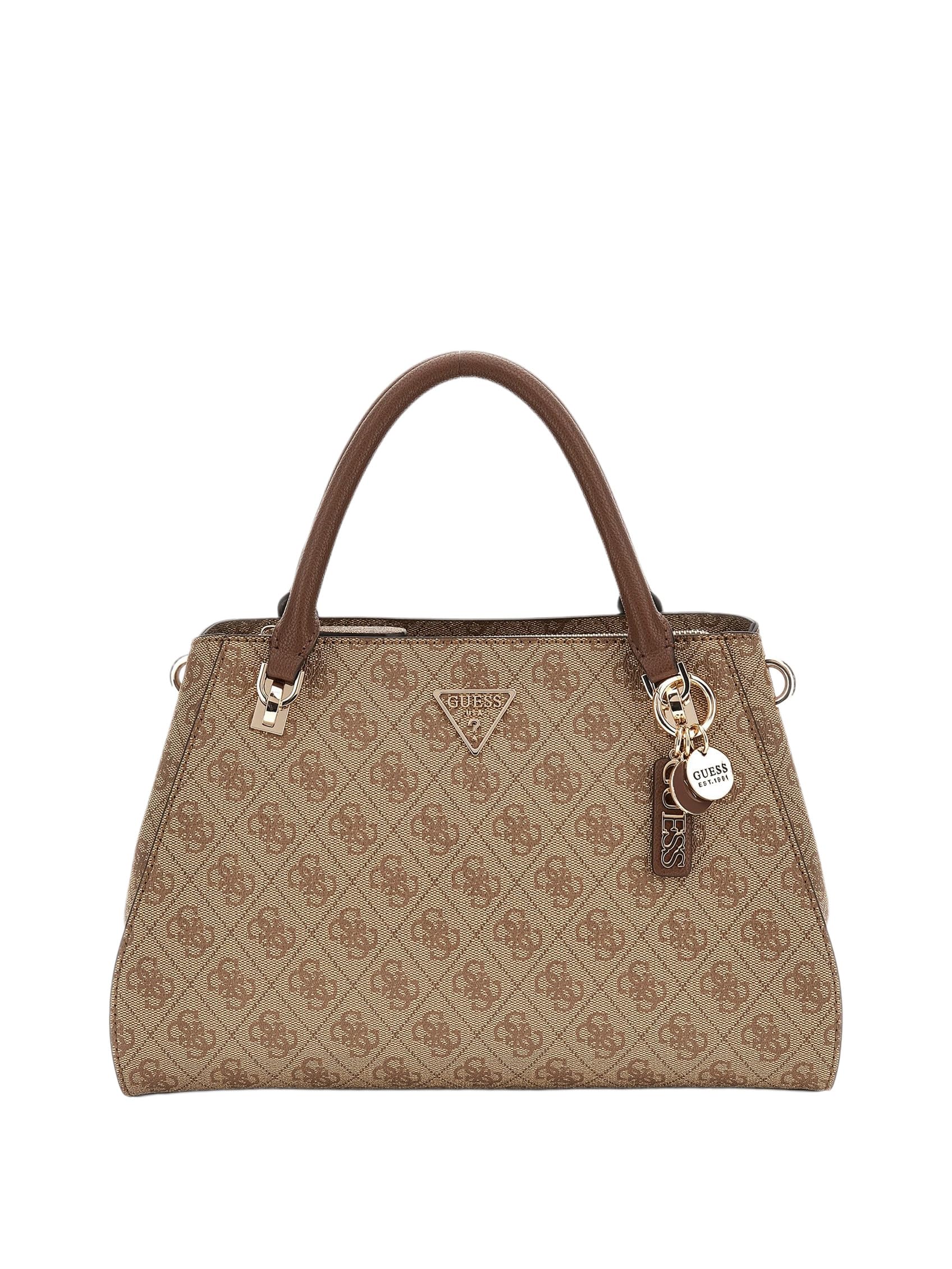 GUESS Noelle II Luxury Satchel Latte Logo/Brown