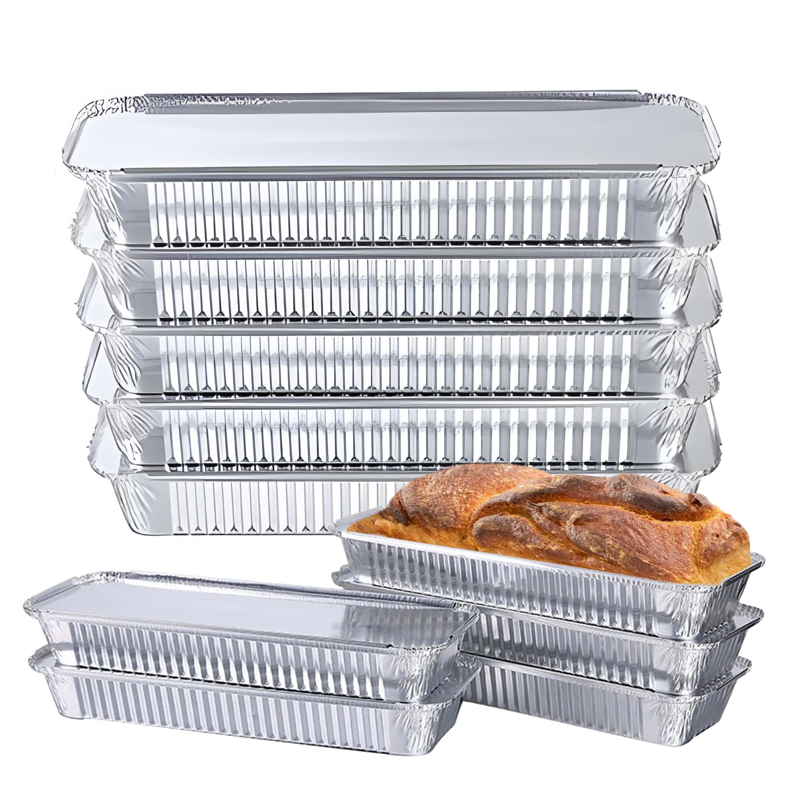 20 Pièces Barquette Aluminium avec Couvercle,35x12x5.3cm,1350ml Barquette Alimentaire Barbecue pour Cuisiner,Griller,Cuire.