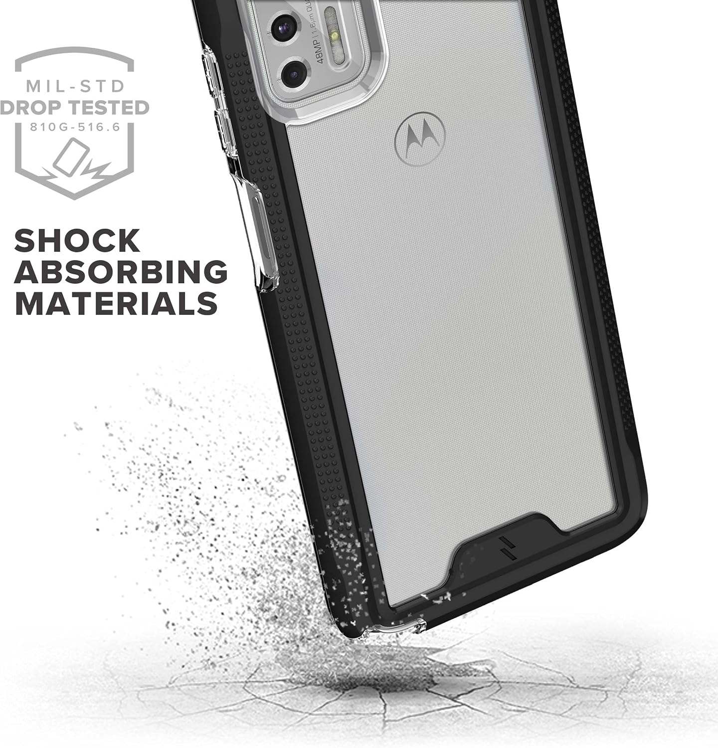 ZIZO ION Series for Moto G Stylus (2021) Case - Military Grade Drop Tested with Tempered Glass Screen Protector - Black Smoke