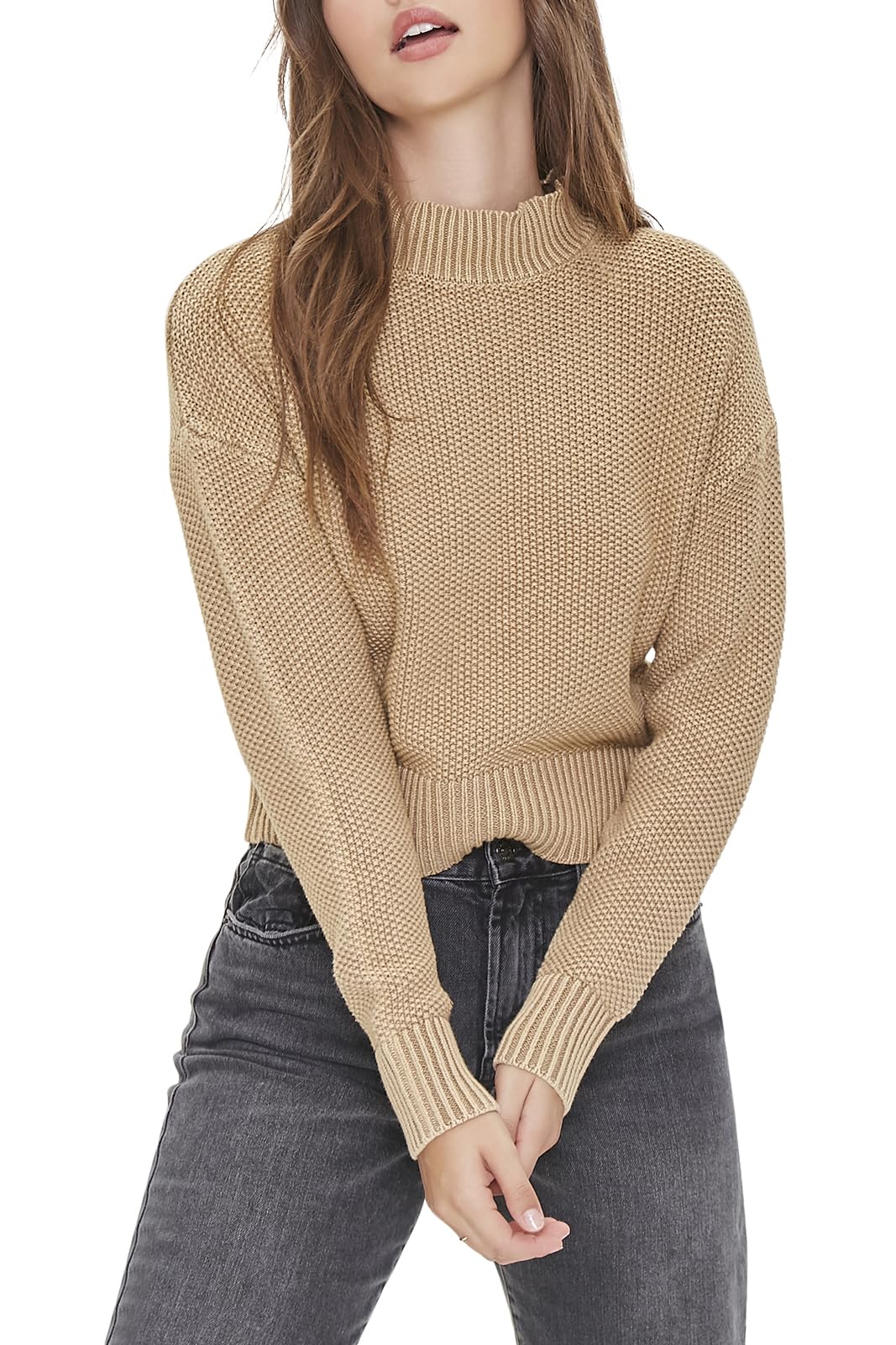 Forever 21 Womens Mineral Wash Mock Neck Sweater