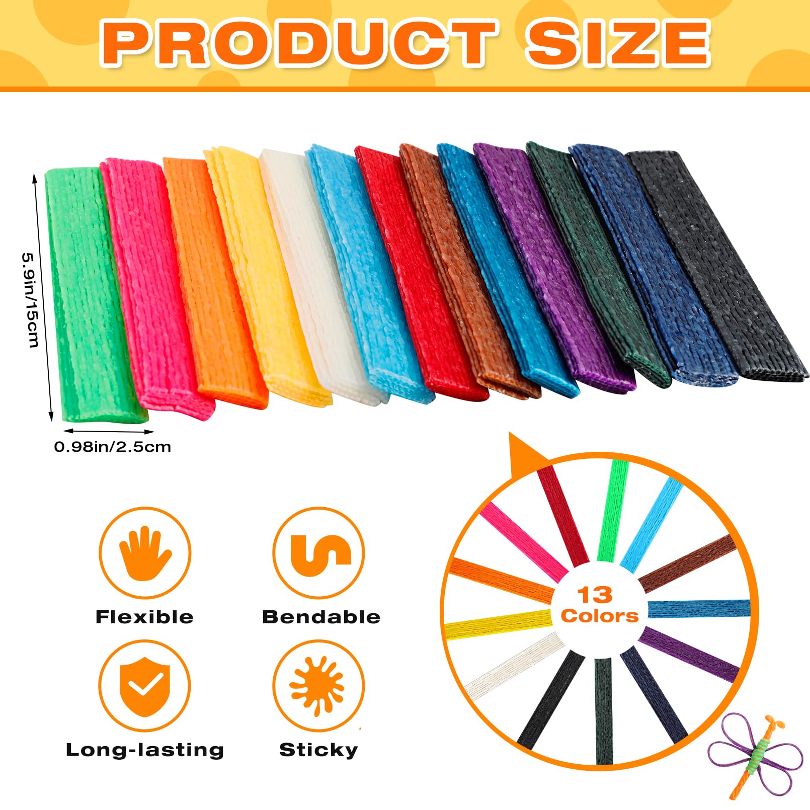 Tivcck 700 PCS Wax Craft Sticks,Bendable Sticky Wax Yarn Sticks,Reusable Molding Sculpting Sticks,Wax String in Bulk for Crafts,Art Supplies,DIY School Project(13 Colors)