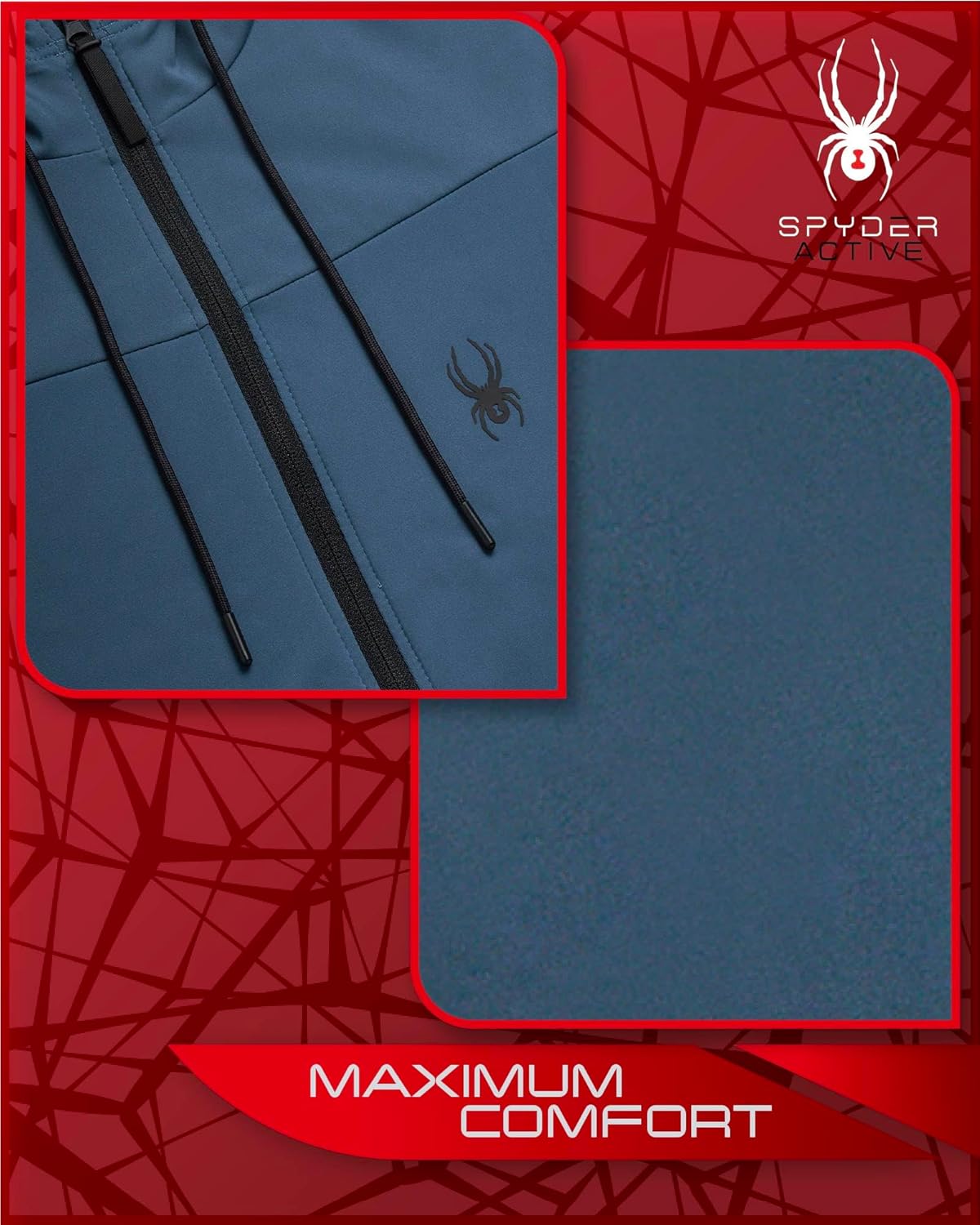 Spyder Mens Zip Up Hoodie - Super Soft Plush Performance Sweatshirts for Men - Warm Athletic Hoodies for Running Walking Gym - Image 4