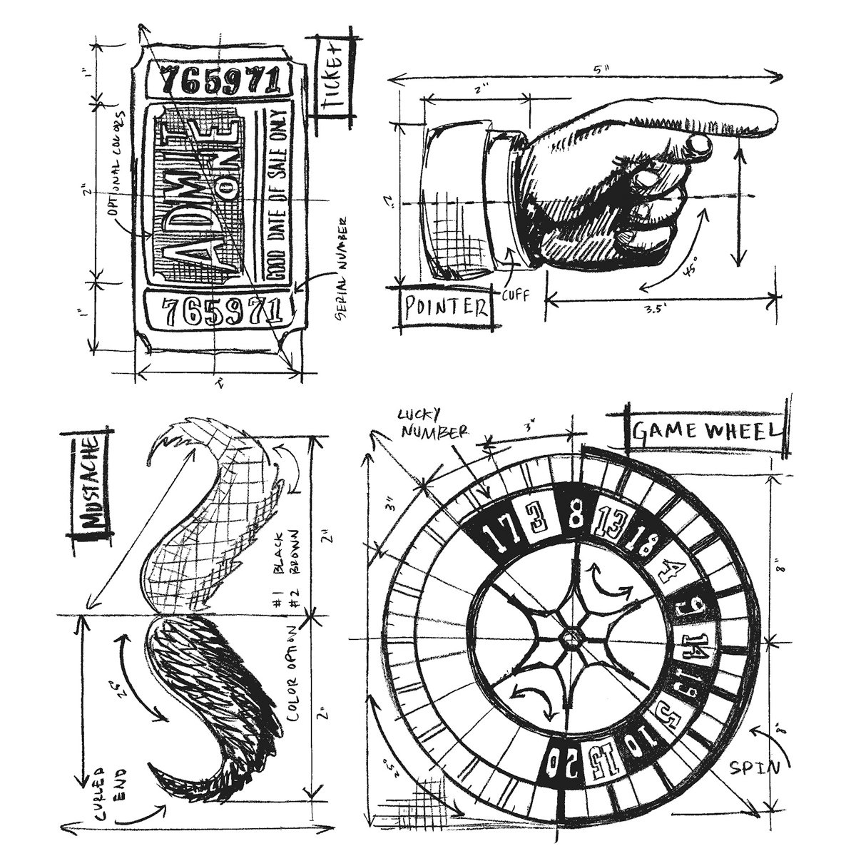 Tim Holtz Cling Mounted Stamp Sets Stampers Anonymous Ringmaster Blueprint Rubber Stamp โ image 1