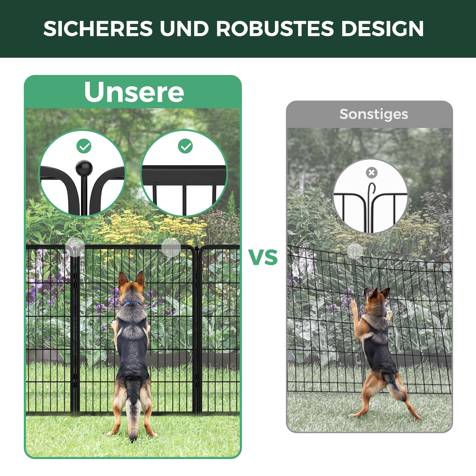 FXW No-Dig Gartenzaun für Hunde, 100 cm x 5,6 m, 8-teilig | Robuste Metallbarriere, Hundefreundlicher Garten, Schutz für Blumenbeete, Flexible Form, Dekorativ