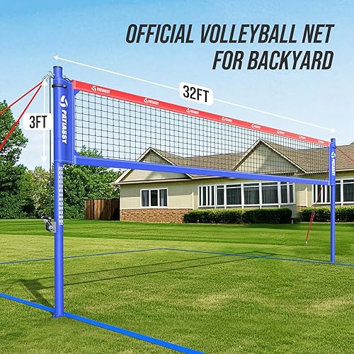 Miniatura 7 de Juego de red de voleibol profesional portátil para exteriores con postes de aluminio de altura ajustable, sistema de cabrestante, voleibol con bomba