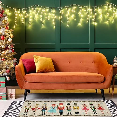 Miniatura 6 de Ceenna Juego de 2 tapetes decorativos de cascanueces de Navidad para cocina, Feliz Navidad, Felices Fiestas, lavables, antideslizantes, tapete de