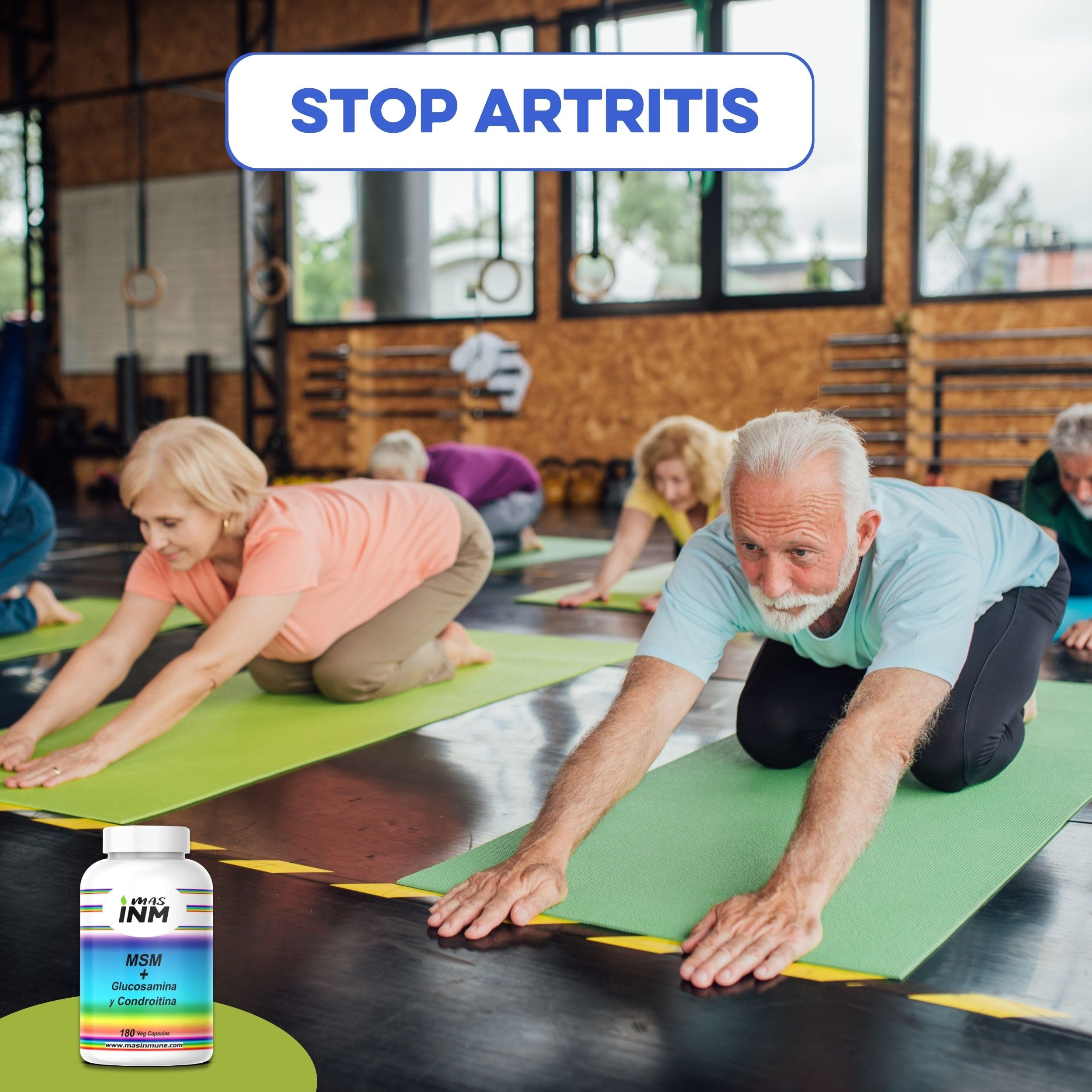 MSM con Glucosamina y Condroitina – Antiinflamatorio Natural que Reduce el Dolor – Para Articulaciones – Fortalece Cartílagos y Huesos – Sin Aditivos -180 Cápsulas – Alta Dosis 2100 mg - Masinmune