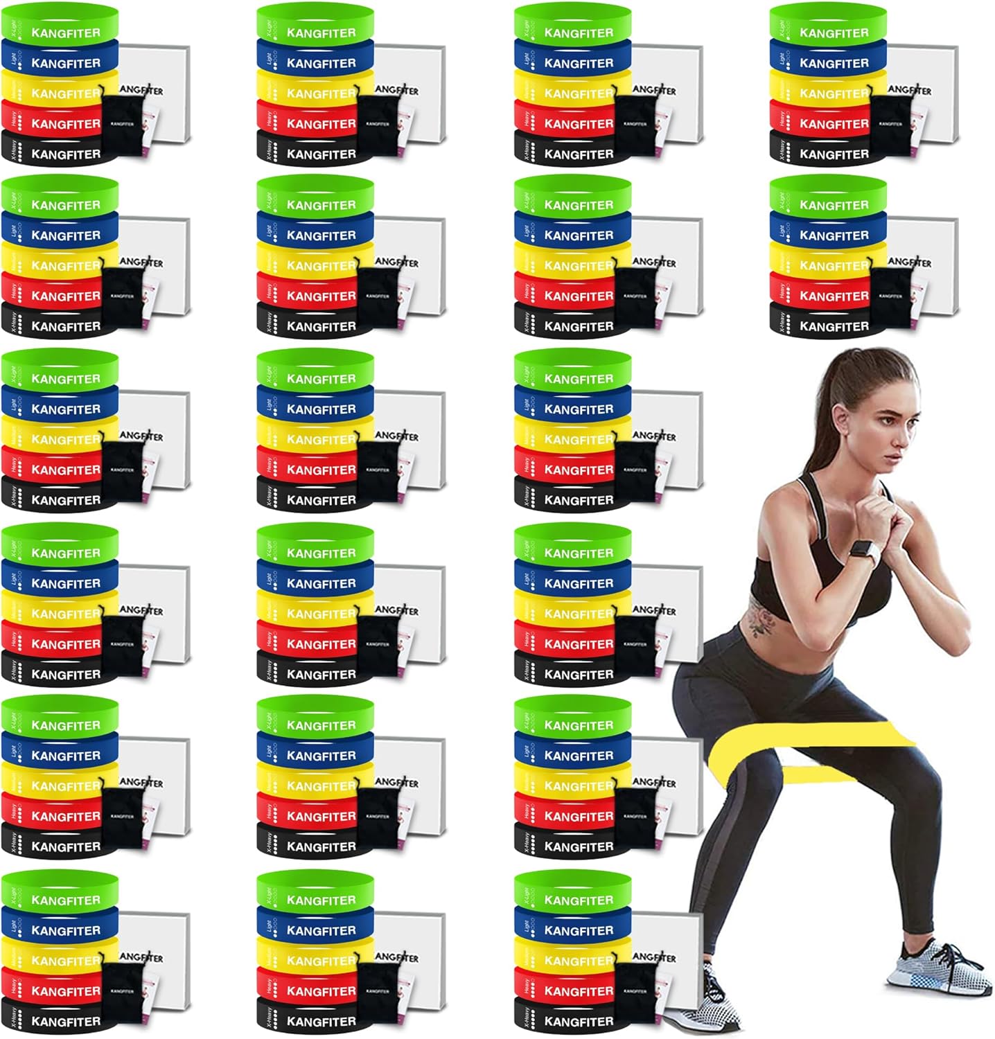 100 PCS Bulk Resistance Bands, Loop Exercise Bands Set for Gym Members Sports Class Students Gift, 5 Pieces Each Set with Storage Bag, Fitness Bands for Outdoor Home Gym Yoga Pilates