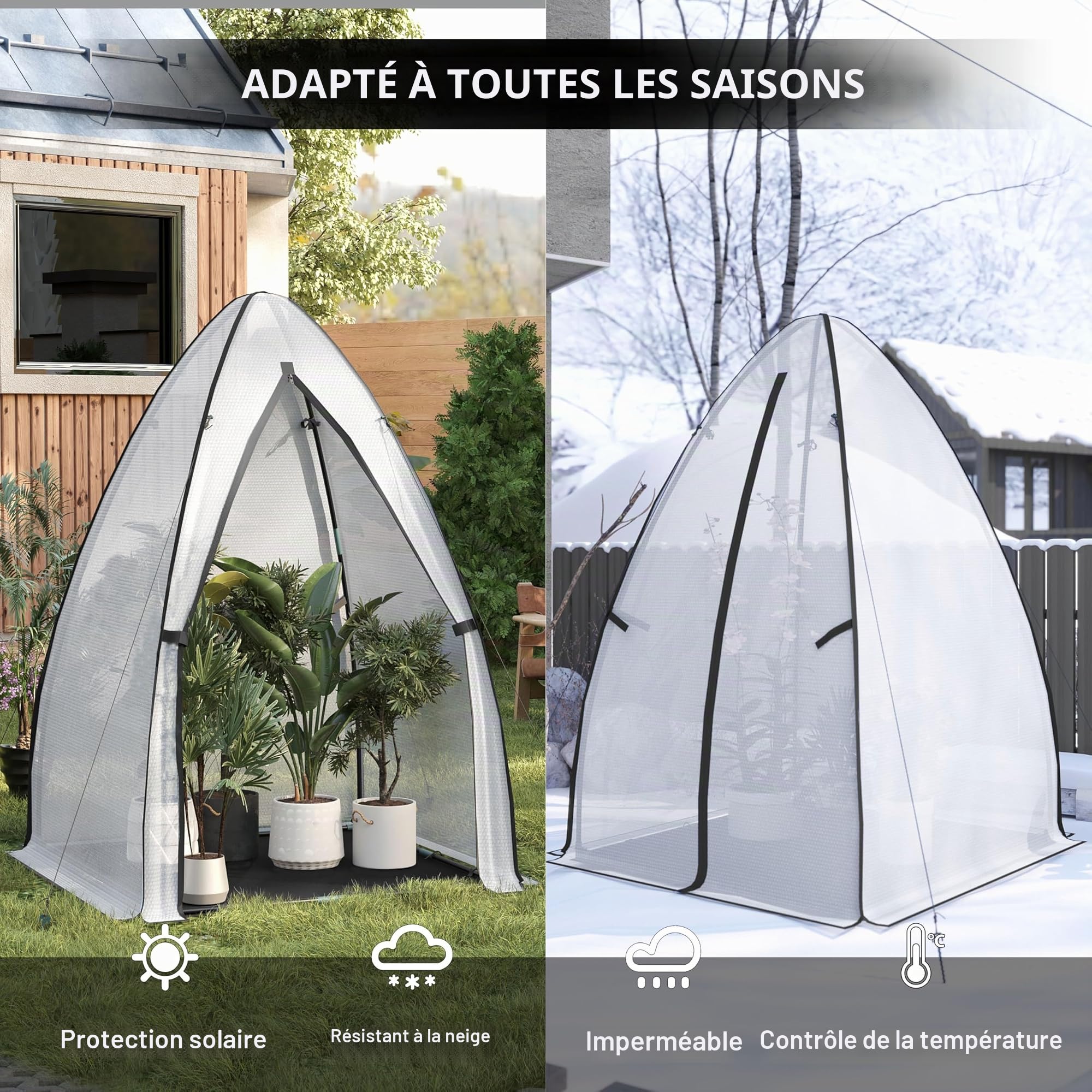 WOLTU Mini Serre de Jardin, Anti-Froid, Blanc, pour Tomates, 120x180cm