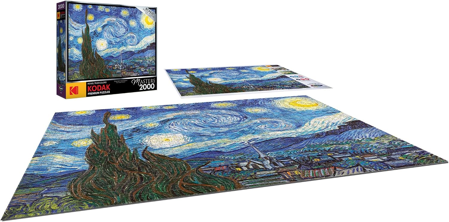 RoseArt - Kodak Premium Masters - The Starry Night by Vincent Van Gogh - 2000 Piece Jigsaw Puzzle for Adults