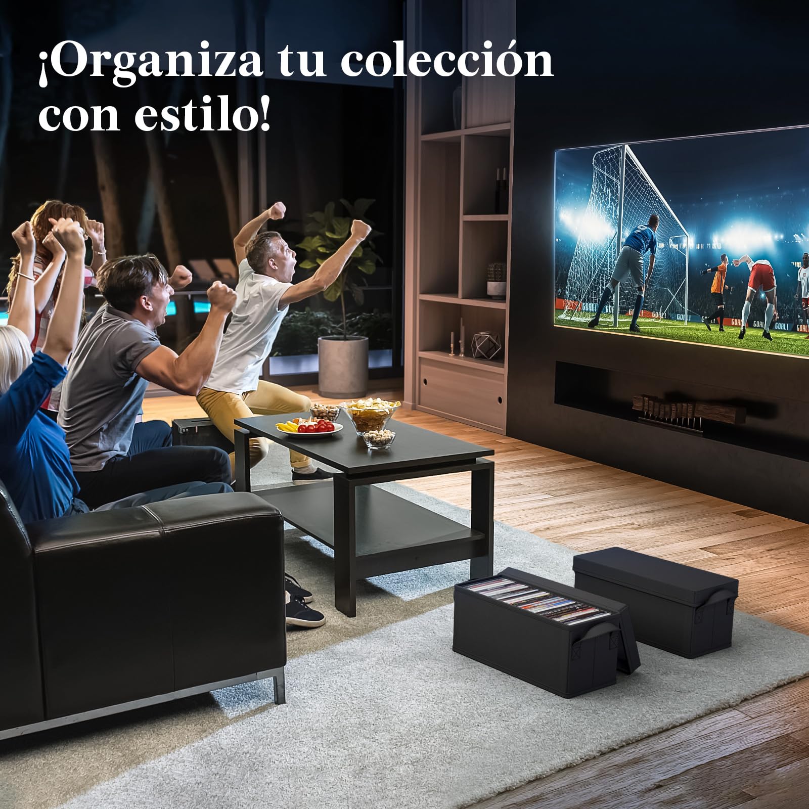Lifewit 4 Piezas Cajas de Almacenamiento para CD Apilable, Caja Plegable con Tapa, Contenedor para hasta 120 CD (30 Cada uno), para Casa y Coche, Negro