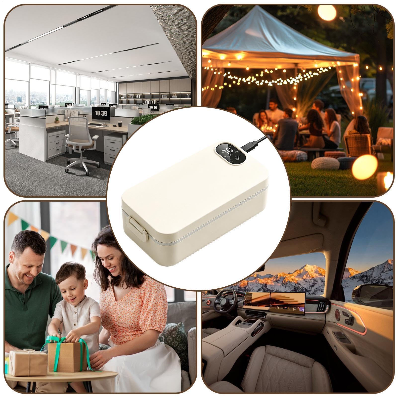 Eléctrica Calentador de Comida Eléctrico USB con 6 Ajustes de Calor