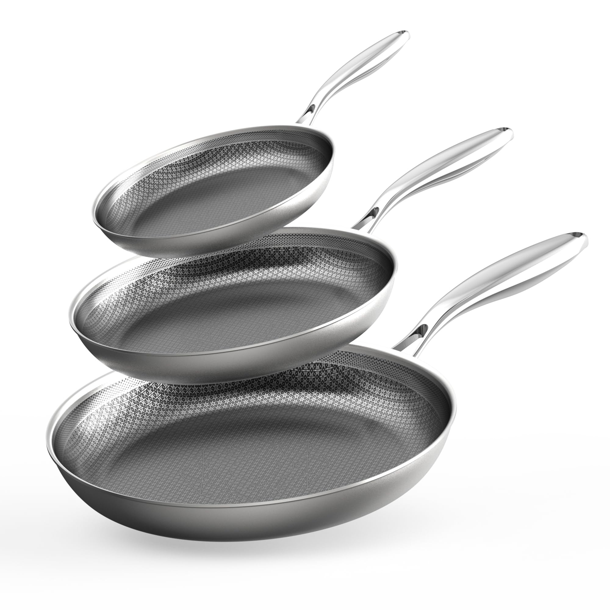 COOKER KING 3pc Hybrid Nonstick Frying Pans Set, 8, 10 & 12' Pans