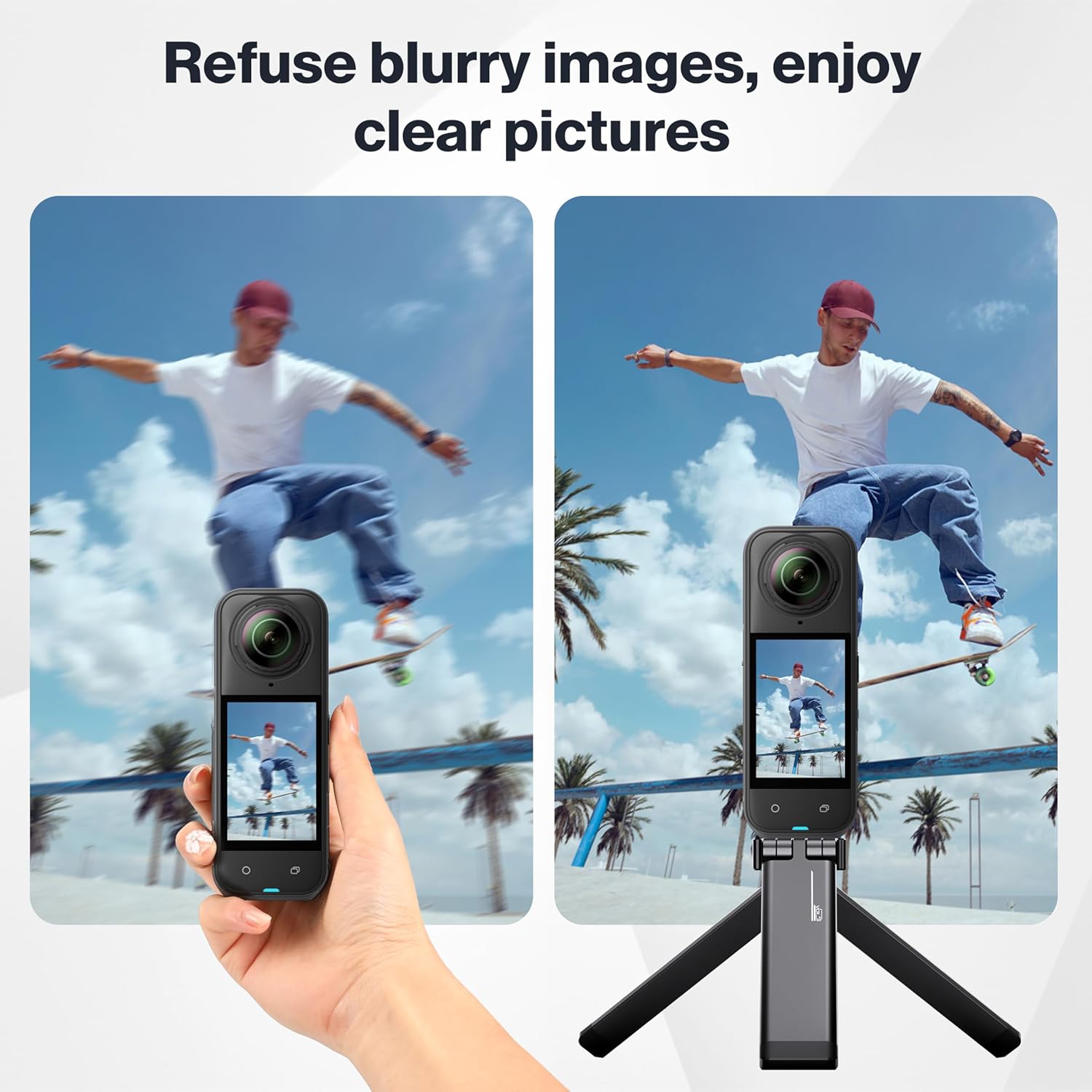 Magnetic Mini Tripod Mount for Insta360 X5 X4, for GoPro 13 12 11 Max 2, Flexible Desktop Tripod Stand for DJI Action 5 Pro Osmo 360 Accessories, Metal Selfie Stick Handle Grip with 1/4 Thread Screw