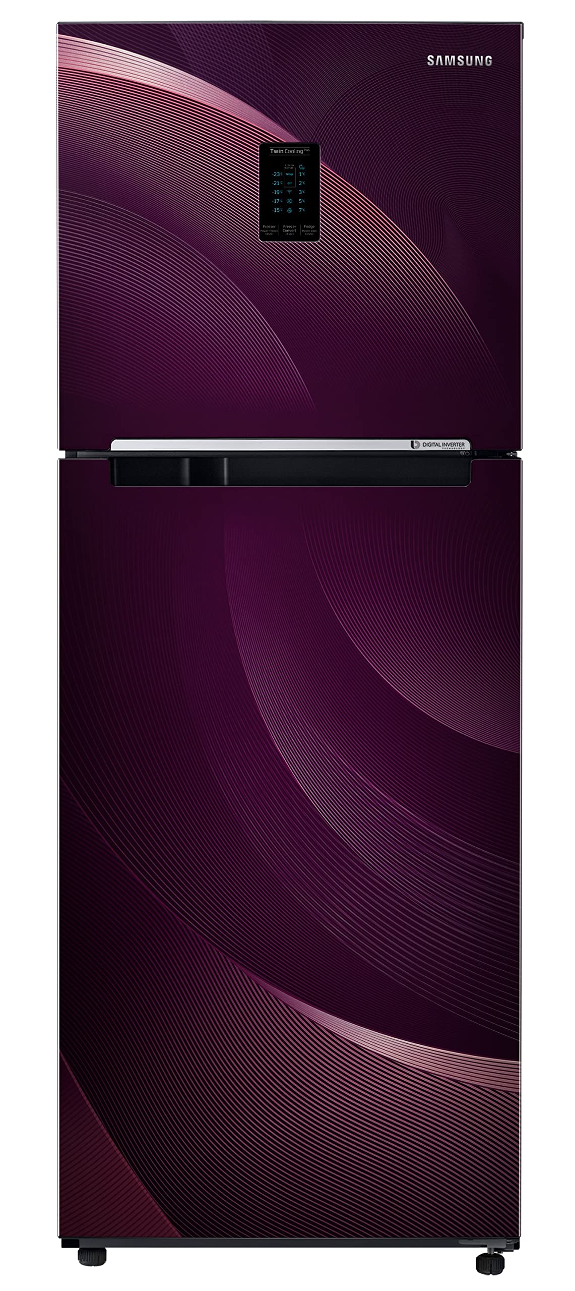 Samsung 301 L, 2 Star, Convertible 5-in-1 Digital Inverter with Display Frost Free Double Door Refrigerator (RT34C45224R/HL, Rhythmic Twirl Red, 2024 Model)