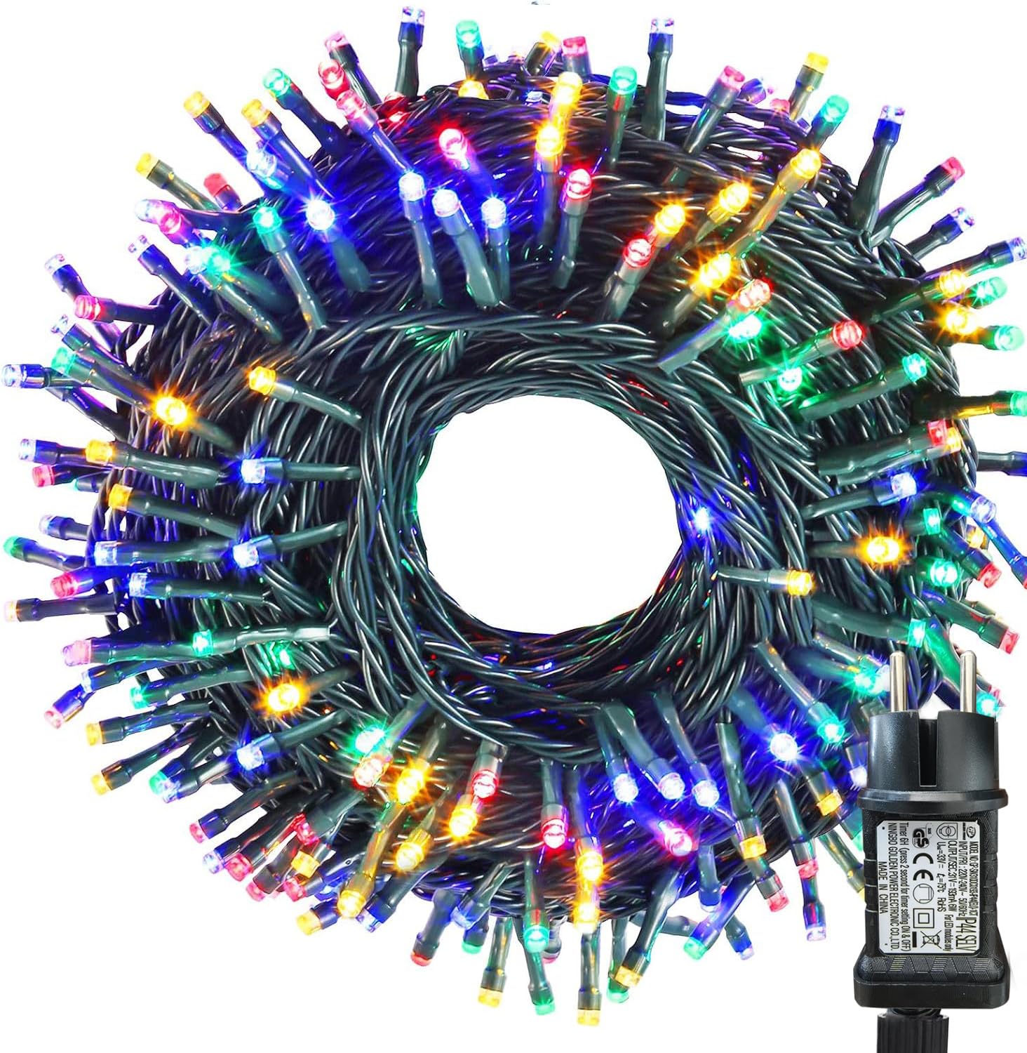 iShabao 20m Lichterkette Weihnachtsbaum, 200 LED Lichterkette Außen Strom Bunt, Wasserdicht Lichterkette Außen Weihnachten mit Timer, Weihnachtsbeleuchtung für Tannenbaum Garten Weihnachtsdeko