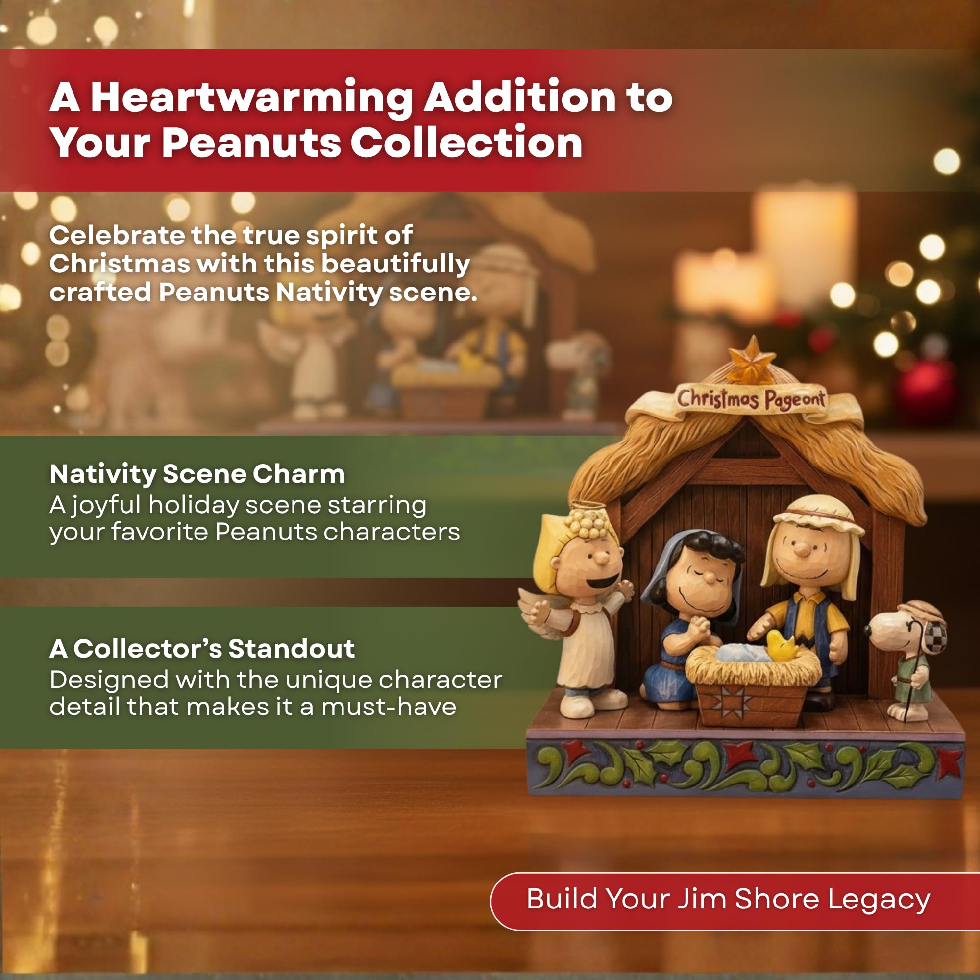 Enesco Peanuts by Jim Shore Figurine Lumineuse de crèche de Noël Multicolore 17 cm