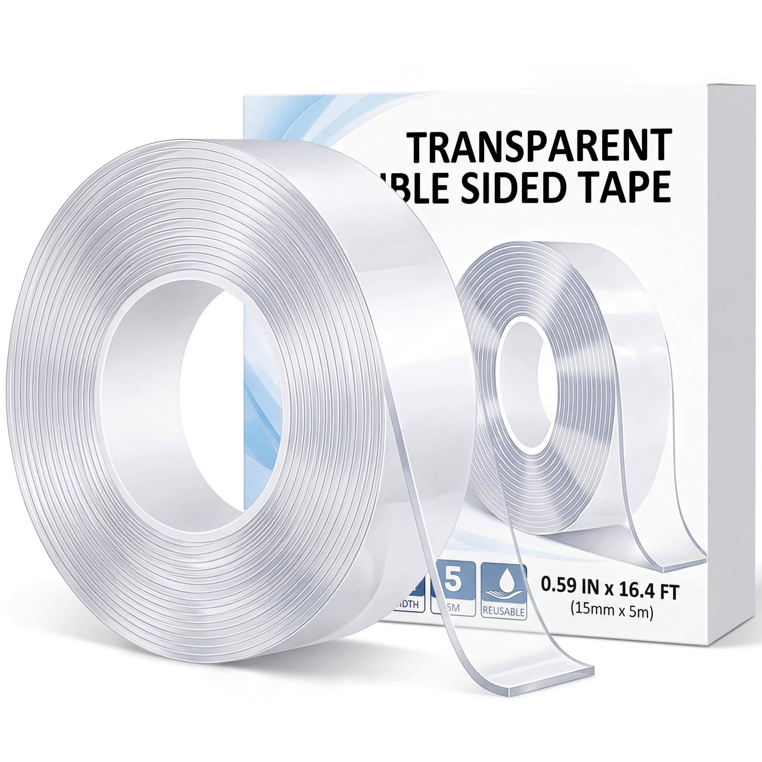 Zipplunk Double Sided Tape Heavy Duty, 5Mx1.5CM Reusable Sticky Nano Tape