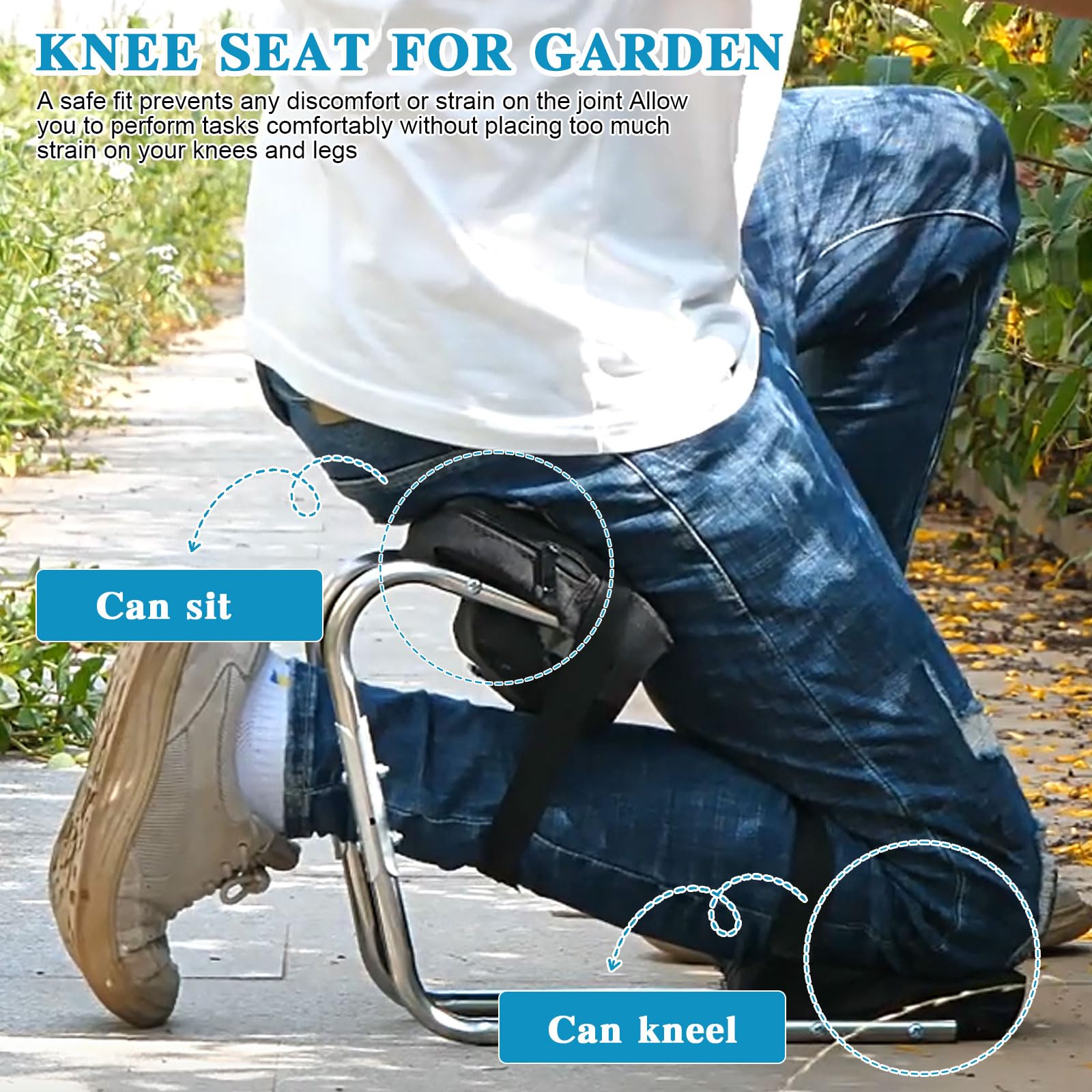 Bocguy Kniesitz Für Die Gartenarbeit, Verstellbare Höhe Gartenhocker Mit Sitz Kniepolster, Tragbare Garten Kniend Sitz, für Gartenarbeits, Garten kniends Arbeit sparende Werkzeuge